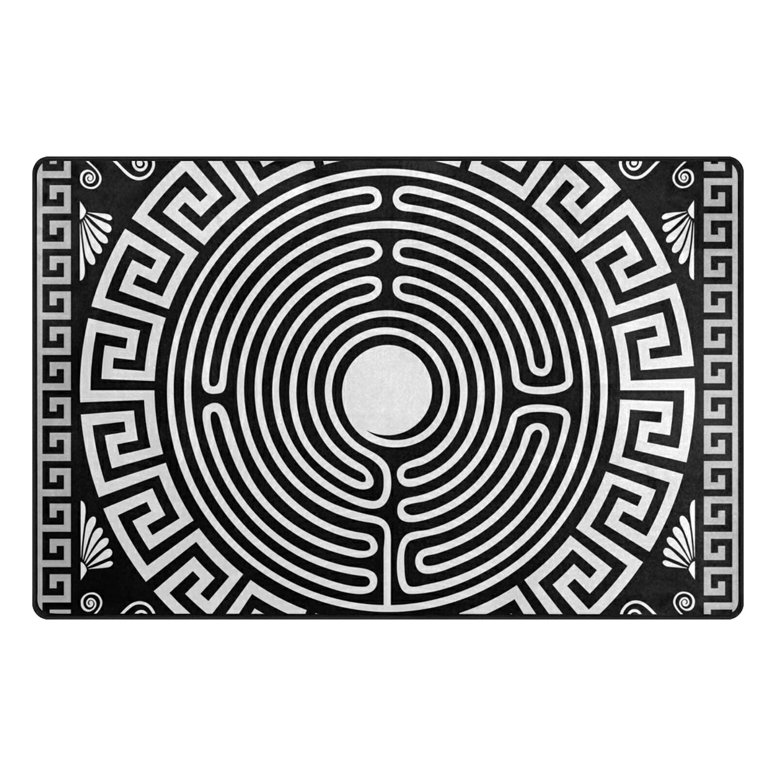 Vintage Greek Labyrinth Floral Non-Slip Area Rug 60