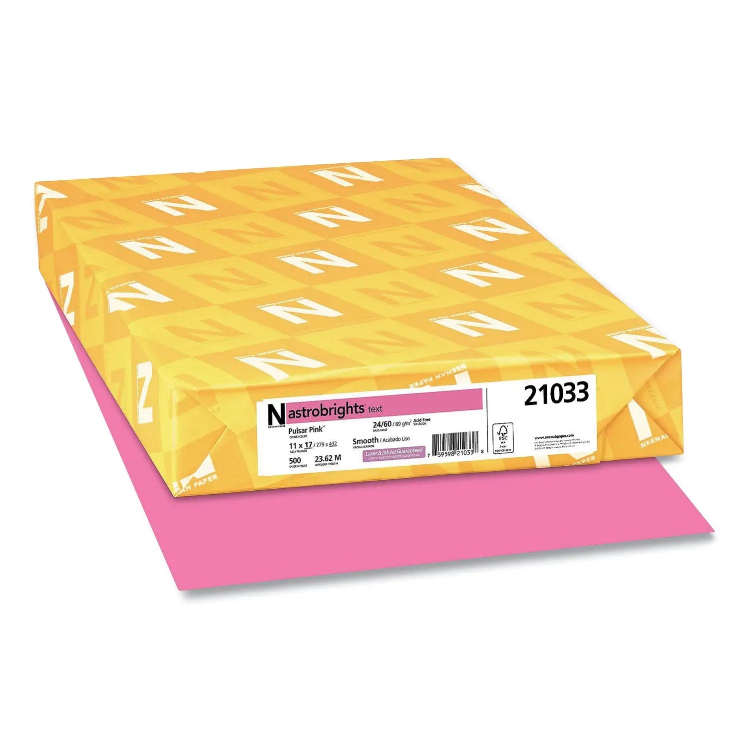 Astrobrights® Color Paper - 24 lb Bond Weight, 11 x 17 Inches, Pulsar Pink, 500 Sheets per Ream | Bright Colored Paper for Office, School, Crafts & DIY Projects