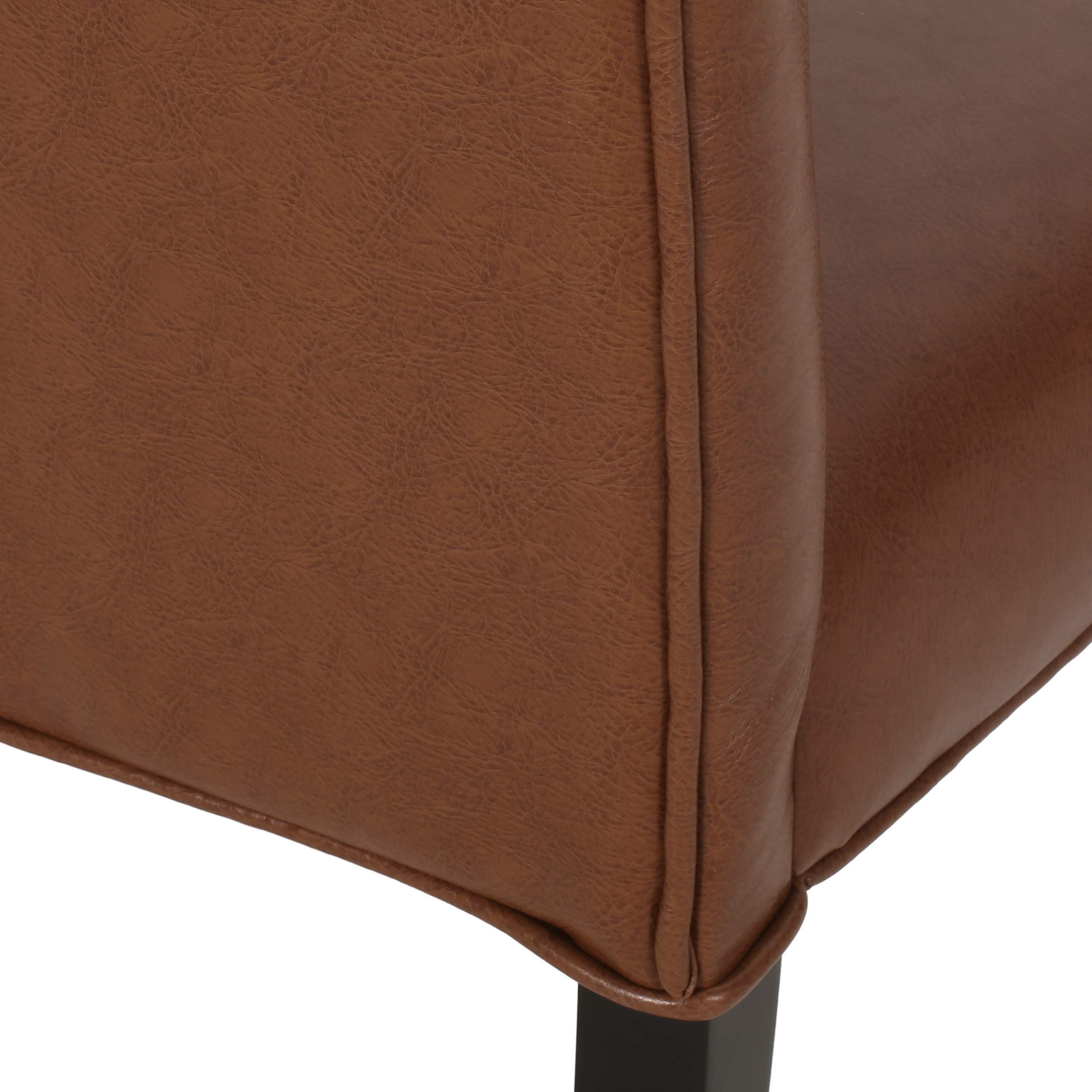 Christopher Knight Home Harriet Dining Chair Set - 2 Pack, Cognac Brown & Dark Brown Faux Leather Upholstered Chairs for Dining Room, Kitchen, Breakfast Nook & Home Office