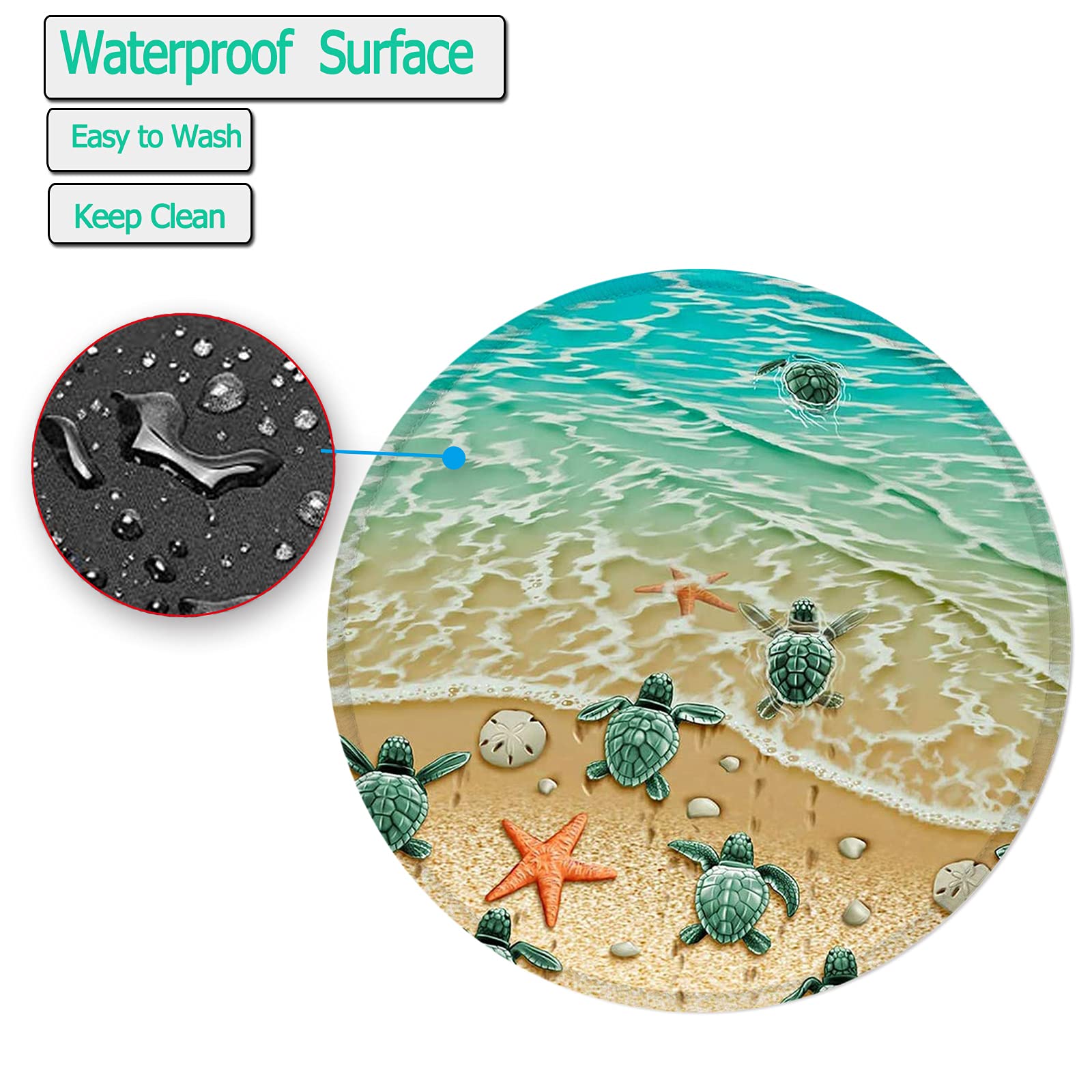 Premium Non-Slip Rubber Base Mouse Pad with Stitched Edge - 7.87x7.87 Inch Round Gaming & Office Mousepad - Waterproof Turtle Design for PC, Laptop & Computer Workstation - Perfect for Home, Office & Gaming Setup