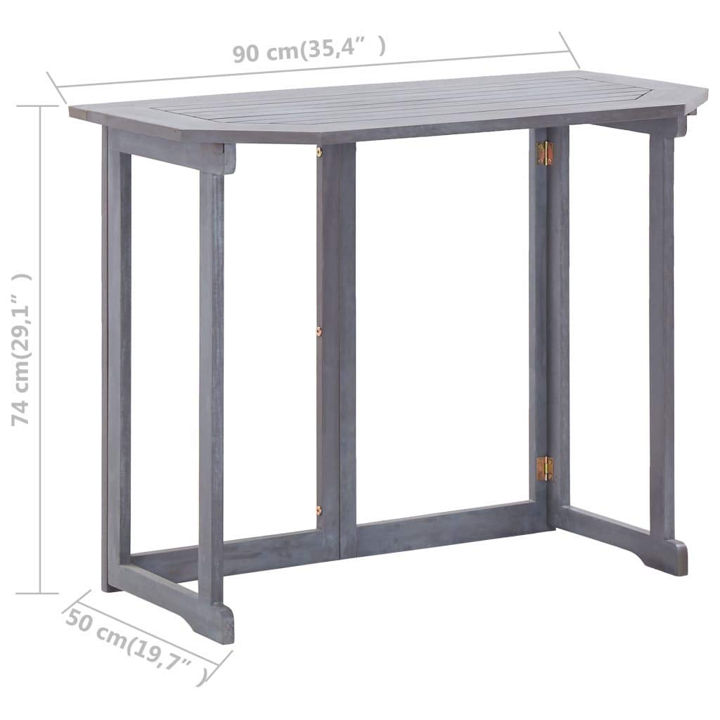 FAMIROSA Folding Balcony Table 35.4x19.7x29.1 Inch Solid Acacia Wood - Compact Outdoor Bistro Table for Small Spaces, Patio, Garden & Apartment Balcony