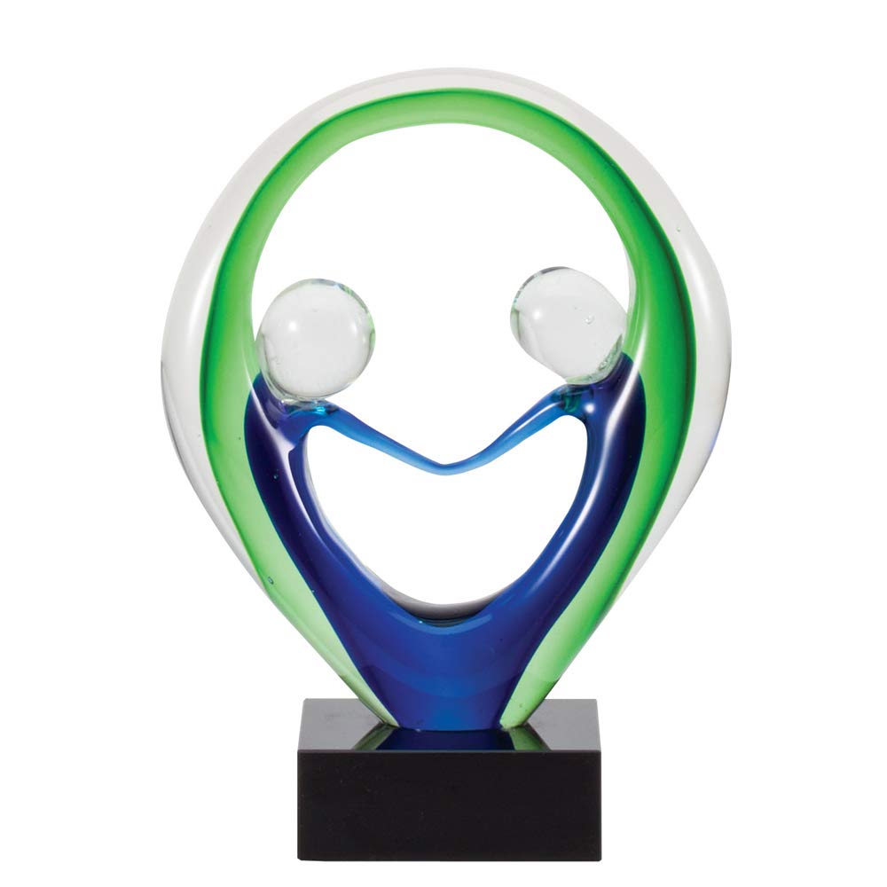 Customizable 8 Inch Hand Blown Glass Handshake Award - Personalized Two People Shaking Hands Sculpture for Corporate Recognition, Employee Appreciation & Business Gifts - Perfect for Awards Ceremonies, Retirement Gifts & Office Decor
