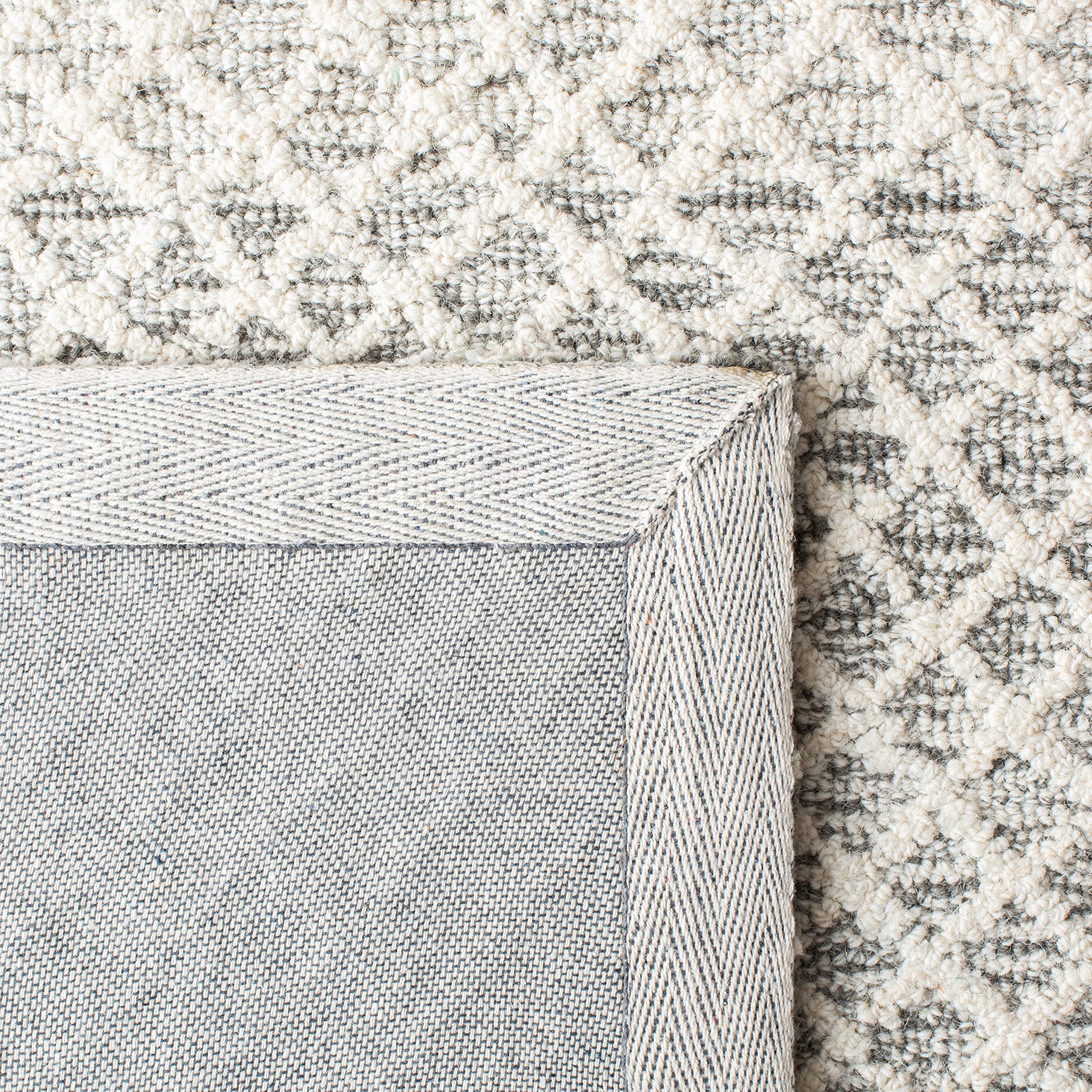SAFAVIEH Micro-Loop Collection 5' Square Grey/Ivory MLP353F Handmade Premium Wool Area Rug - Soft & Durable for Living Room, Bedroom & Office Decor