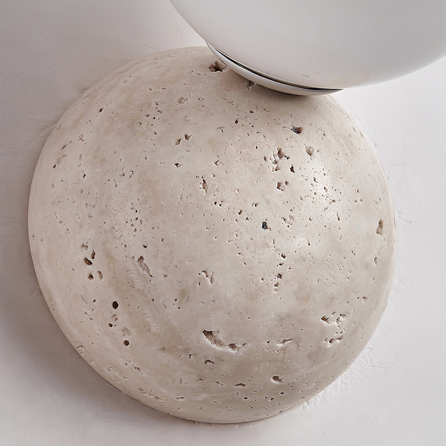 Celestial Travertine Wall Sconce - Modern Handcrafted Stone Light Fixture for Bedroom, Living Room & Hallway Decor