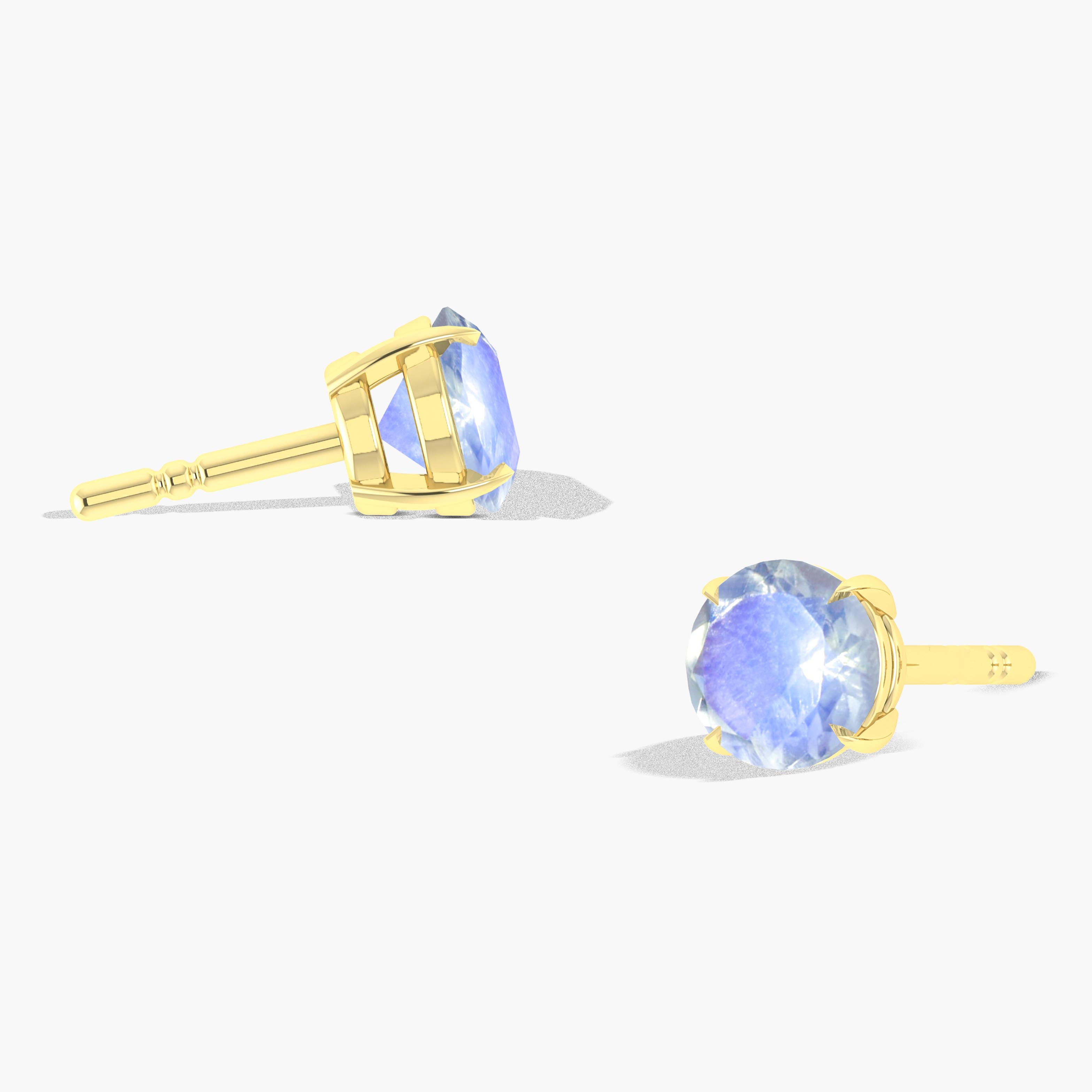 Round Rainbow Moonstone Stud Earrings for Women – Dainty & Elegant Jewelry for Everyday Wear, Gift Giving & Special Occasions