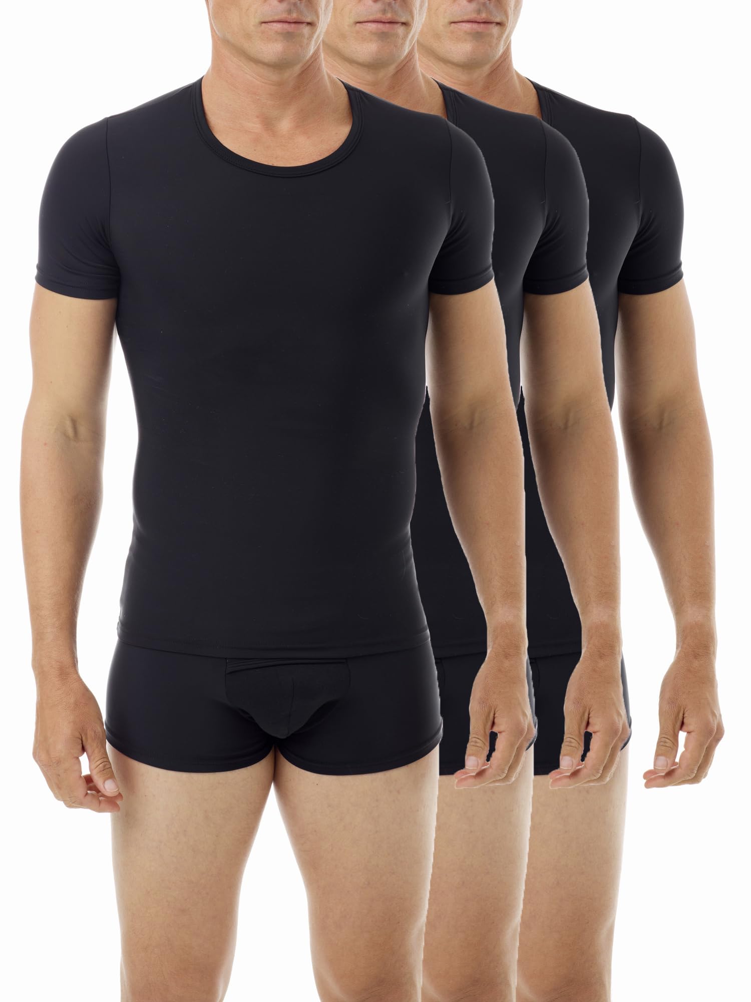 Underworks USA Men's Extreme Power Compression Gynecomastia Chest Binder Shirt 3-Pack - Breathable Support for Gynecomastia & Post-Surgery Recovery - Ideal for Workouts, Daily Wear & Medical Use
