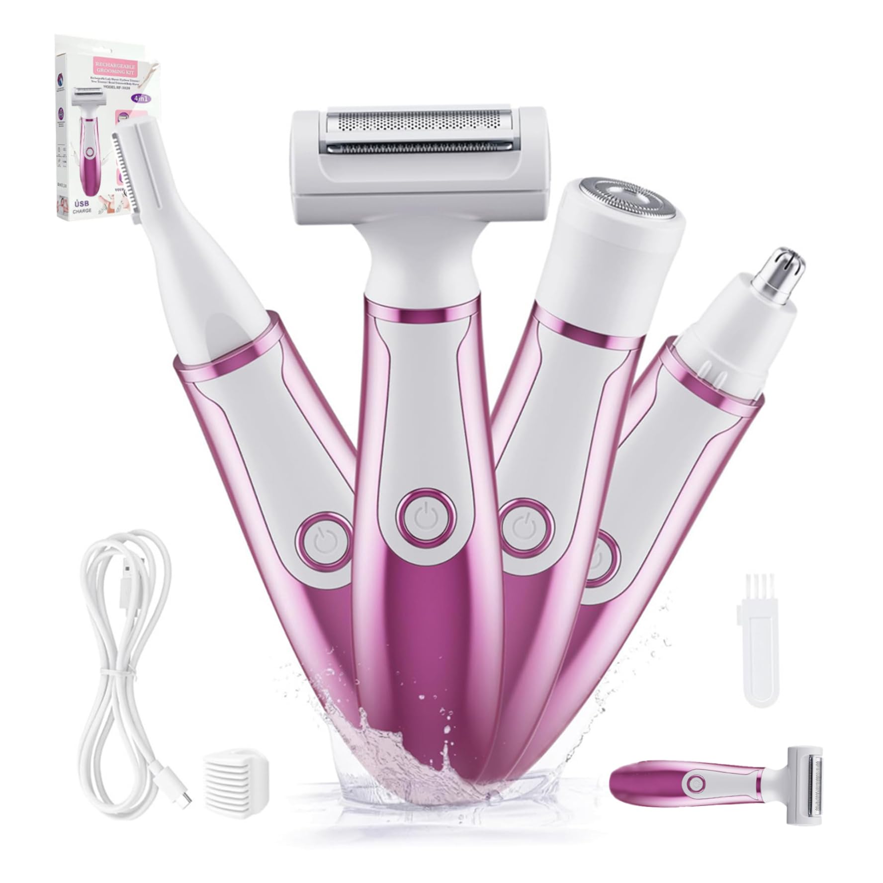 Best Rechargeable Women's Electric Shaver - 4-in-1 Painless Body & Facial Hair Remover for Face, Arms, Legs & Bikini Line | Smooth Shaving for Travel, Gym & Daily Use