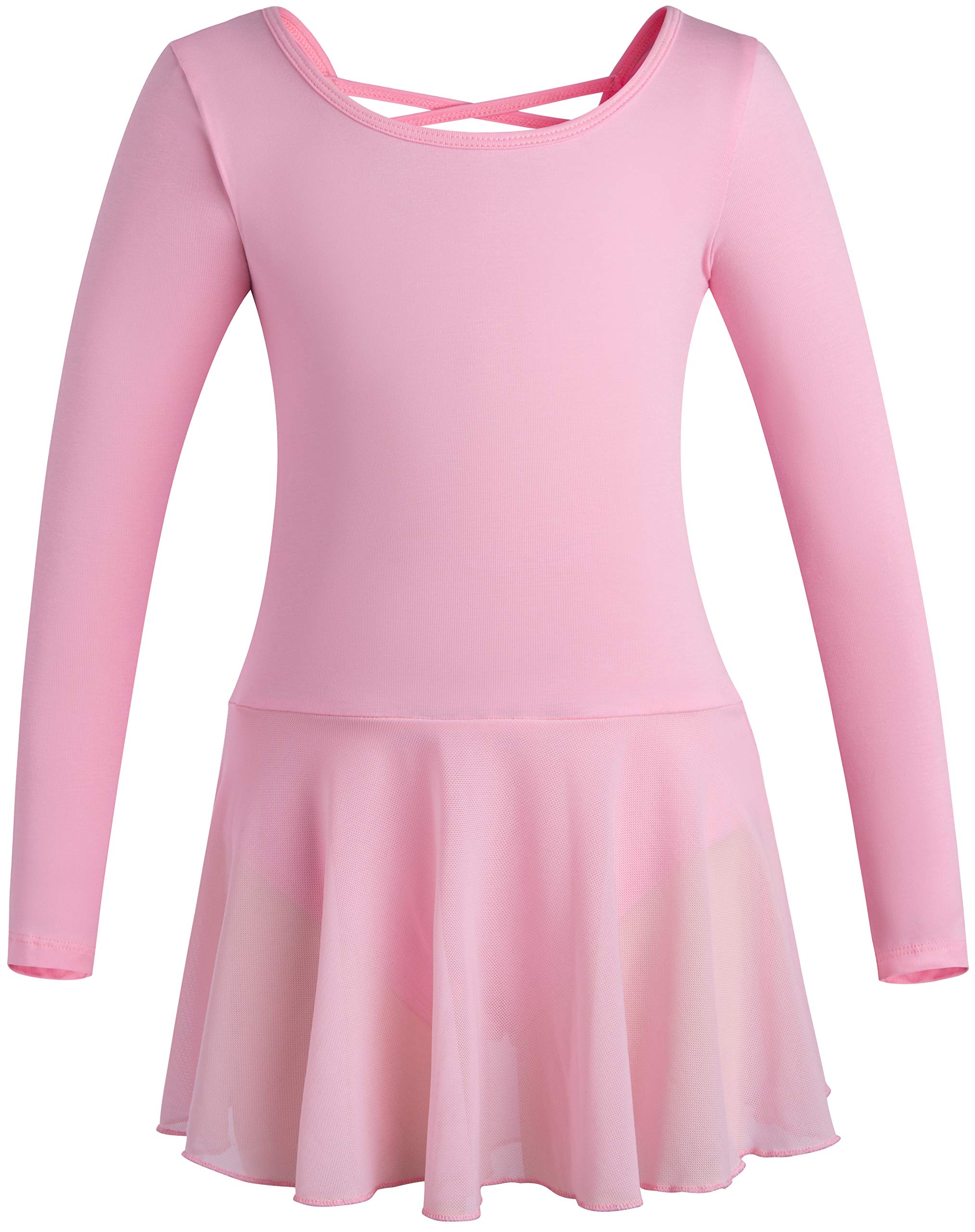 MOLLDAN Girls Ballet Leotard with Criss Cross Back - Short Sleeve Dance Leotards for Ballet, Jazz, Gymnastics & Performance - Comfortable Stretch Fabric for Young Dancers