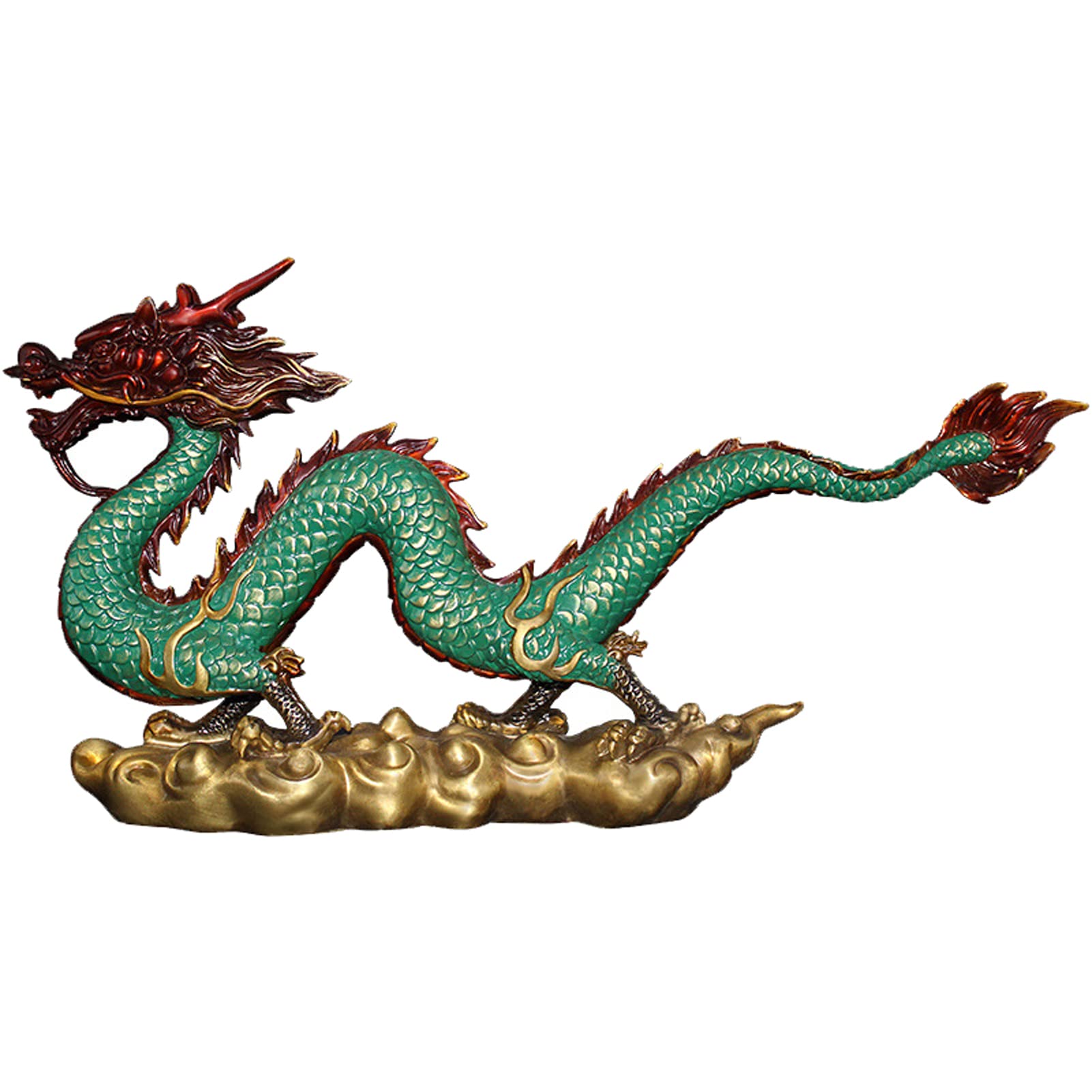 Feng Shui Dragon Statue for Good Luck & Success - Brass Zodiac Dragon Sculpture Home Office Decor - Chinese Dragon Figurine Tabletop Ornament - Perfect Gift for Housewarming, Office Desk & Wealth Attraction