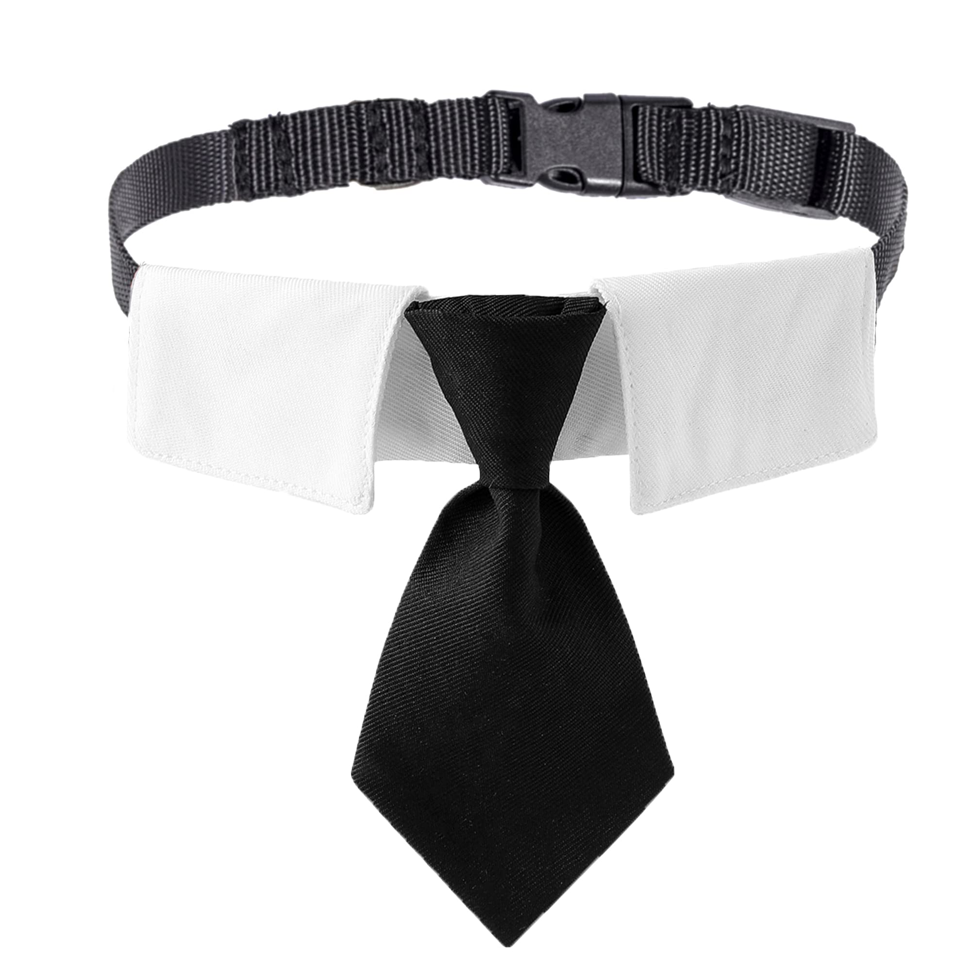ADOGGYGO Adjustable Dog Neck Tie Collar - Formal Pet Tuxedo Collar with Black Necktie for Large Dogs - Perfect for Weddings, Parties & Special Occasions