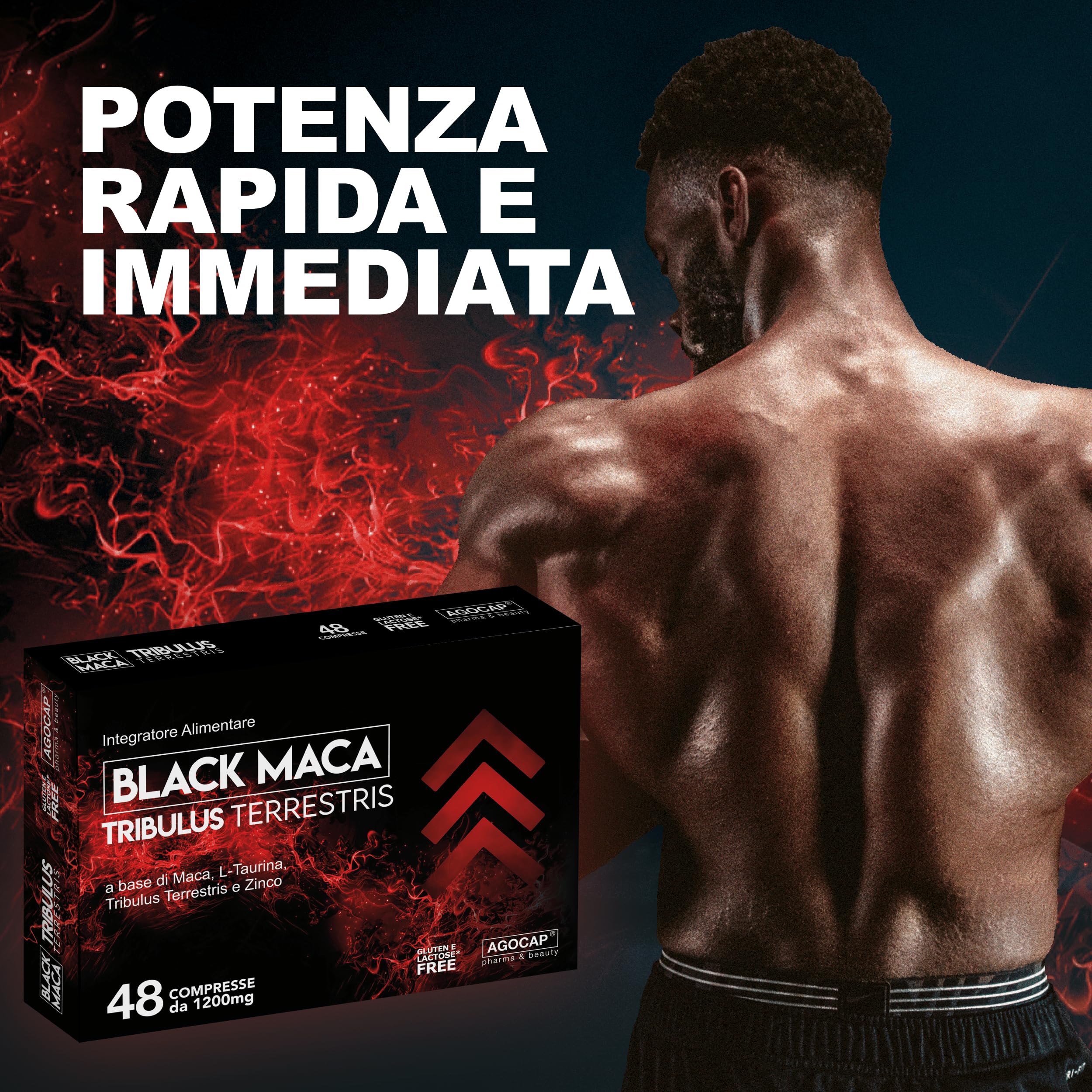 High-Dose Maca Peruviana + Tribulus Terrestris + Taurine & Zinc - 48 Fast-Acting Energy Booster Tablets - Andean Maca Supplement - Made in Italy - For Stamina, Workout Performance & Vitality