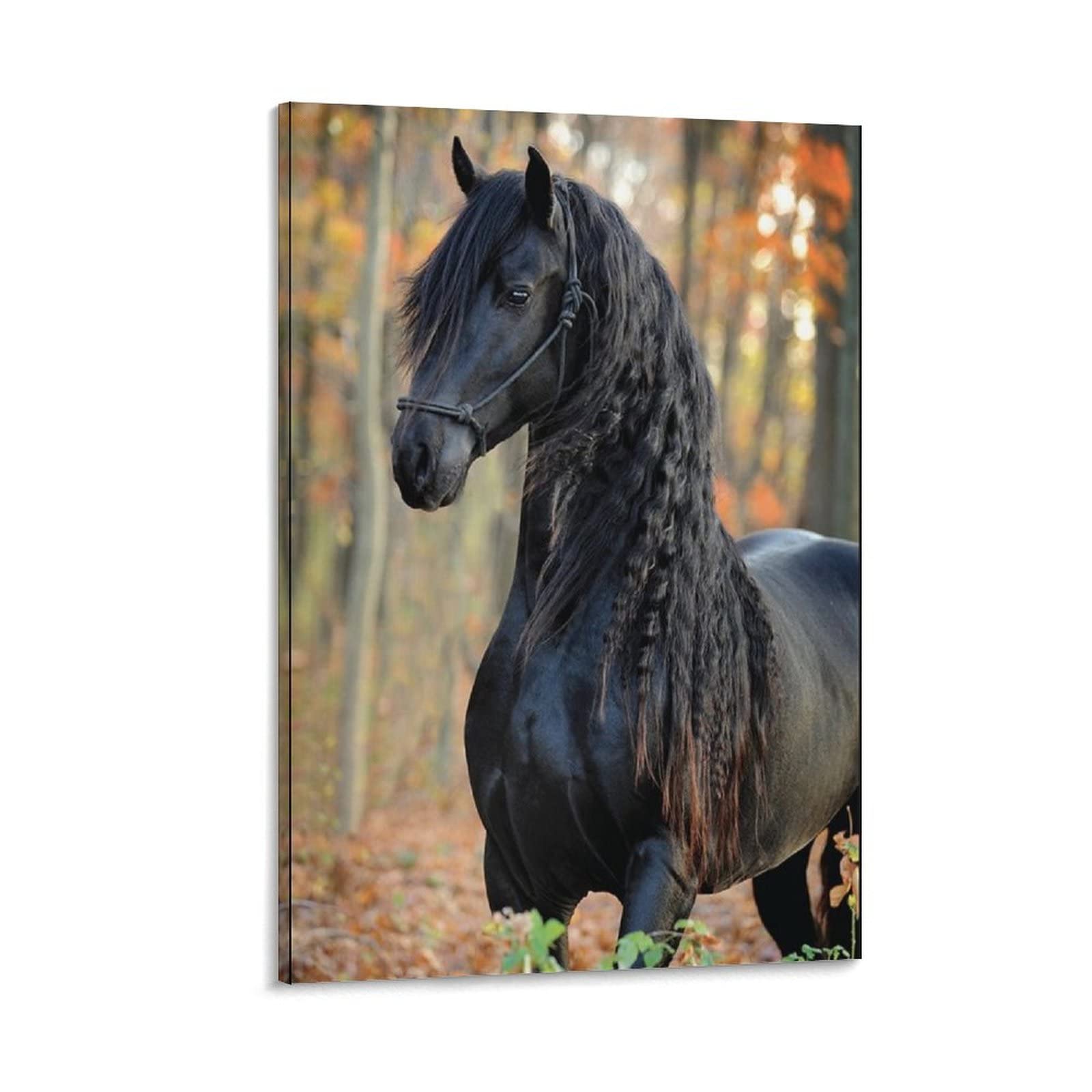 Black Horse Art Posters - Modern Abstract Wall Art for Bedroom & Living Room Decor | Aesthetic Animal Posters for Men, Home & Office Wall Decor | Perfect for Gifts, Wallpaper & Room Aesthetic