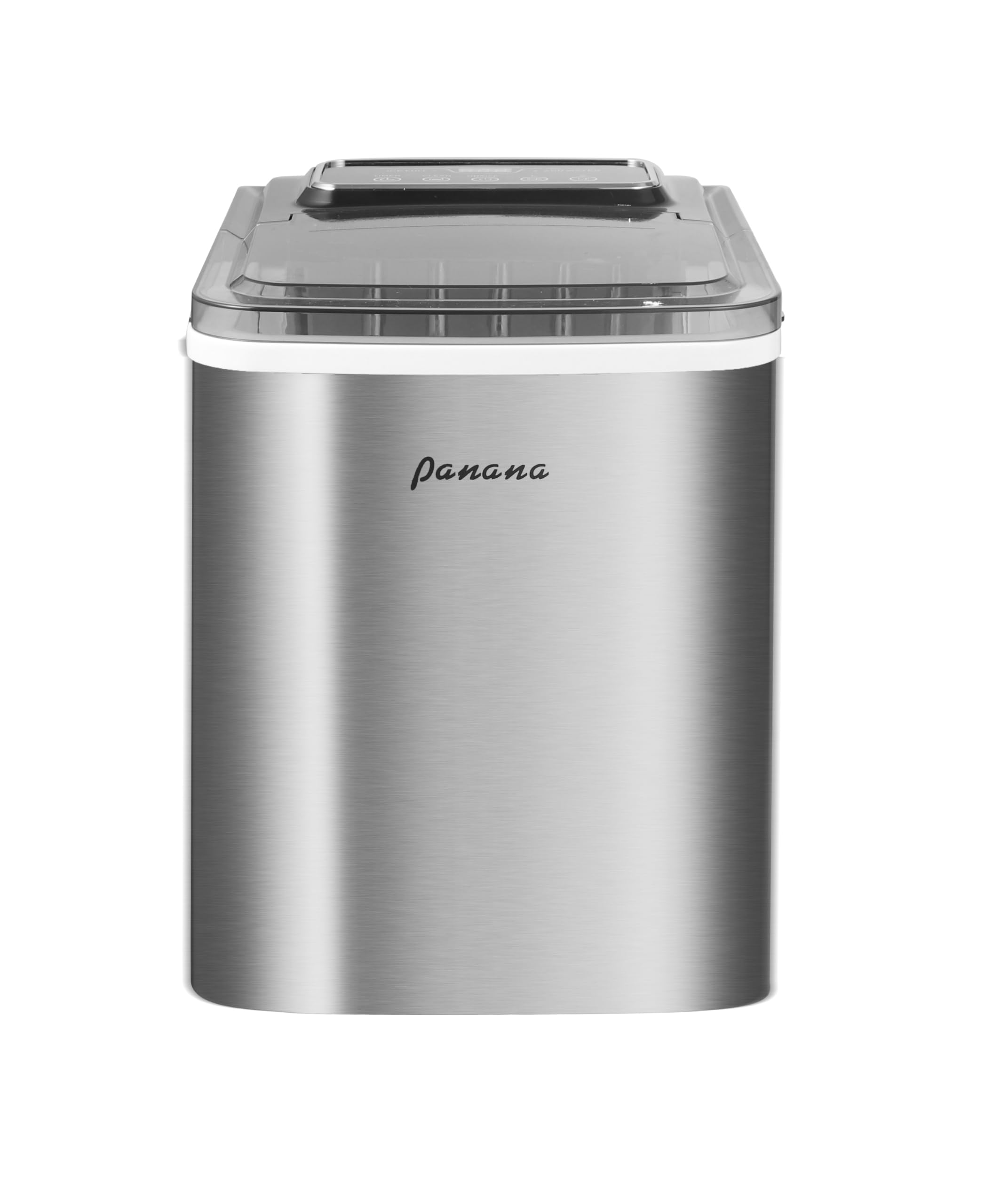 Panana Countertop Ice Maker Machine - 26lbs/24H, Makes 9 Ice Cubes in 7-10 Minutes, Automatic Portable Ice Maker with Handle, Scoop & Basket (Silver) - Perfect for Home, Office, Parties & Outdoor Activities