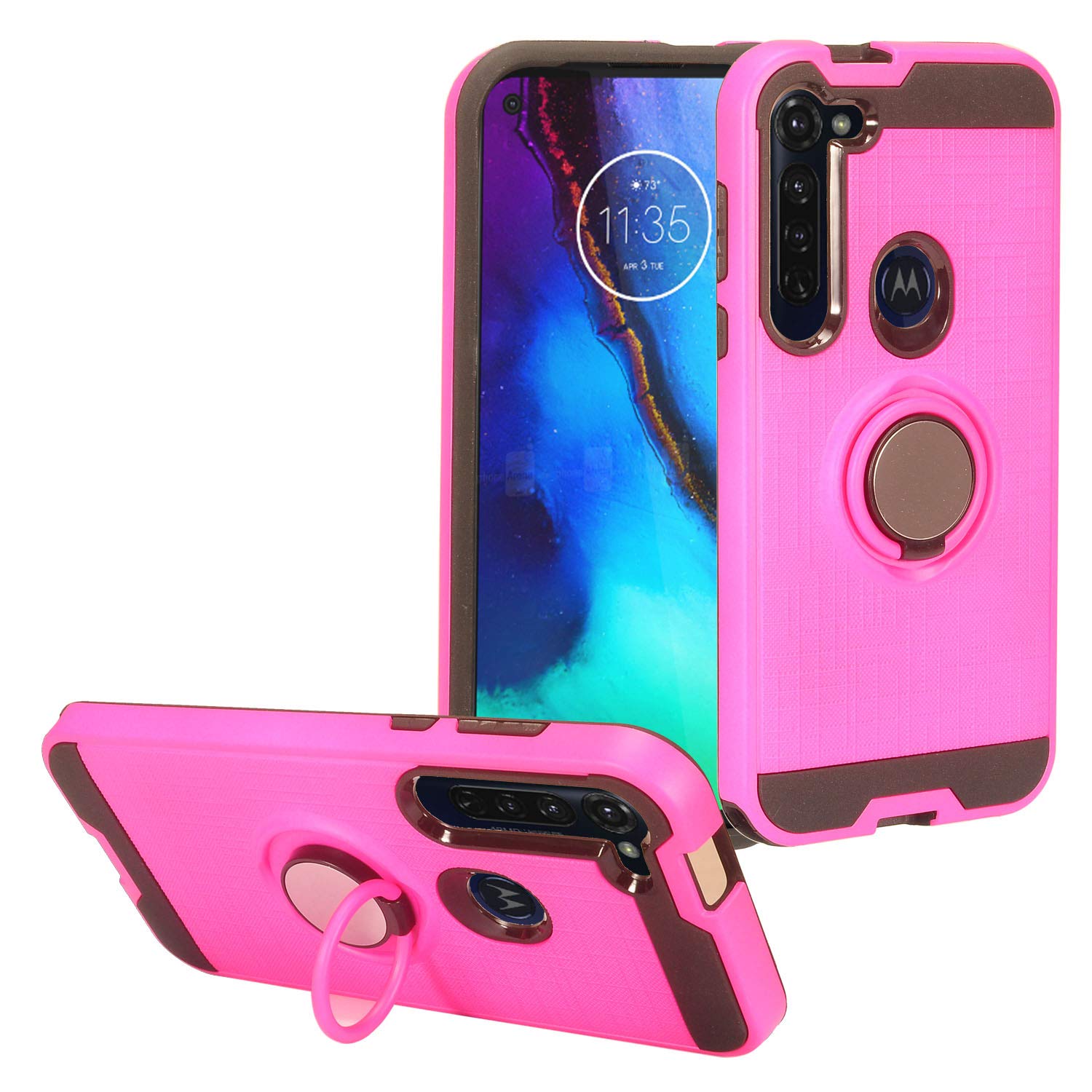 Motorola Moto G Stylus XT2043 & Moto G Power XT2041 (2020) Hybrid Phone Case with Ring Stand - RS2 Hot Pink - Protective Cover for Everyday Use, Work & Travel