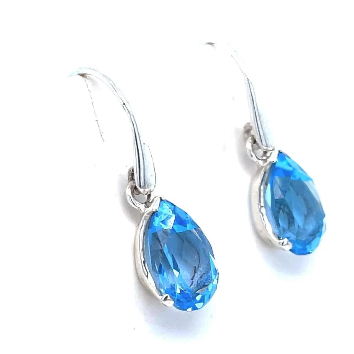 Blue Topaz Sterling Silver Earrings for Women - Dainty Stud Earrings, 925 Silver Jewelry - Perfect for Gifts, Weddings & Everyday Wear