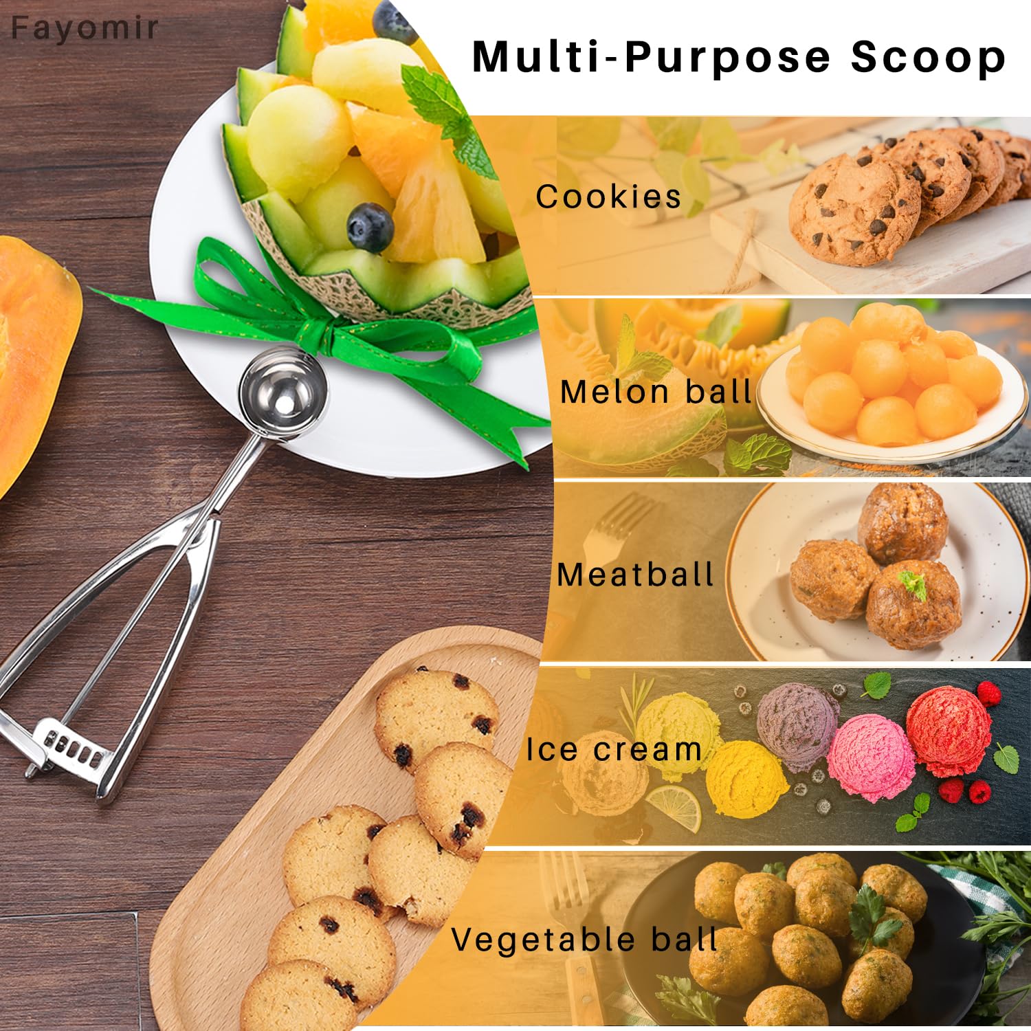 1.5 Tbsp Stainless Steel Cookie Scoop - 18/8 Small Cookie Dough Scooper for Baking, Ice Cream, Melon Balls & Meatballs | Perfect for Home Baking, Ice Cream Parlors & Professional Kitchens