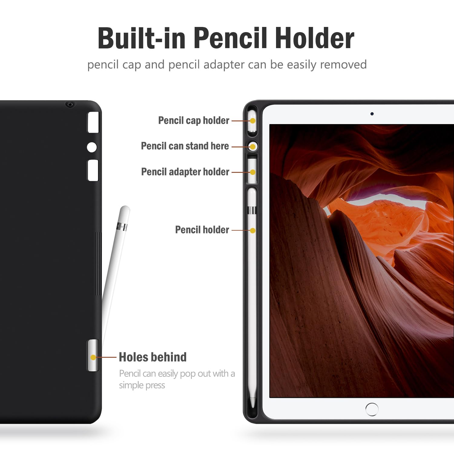 Premium Vegan Leather iPad Air 3 (2019) & iPad Pro 10.5 (2017) Case with Built-in Apple Pencil Holder, Auto Sleep/Wake, Adjustable Stand - Perfect for Work, Study & Travel (Brown)