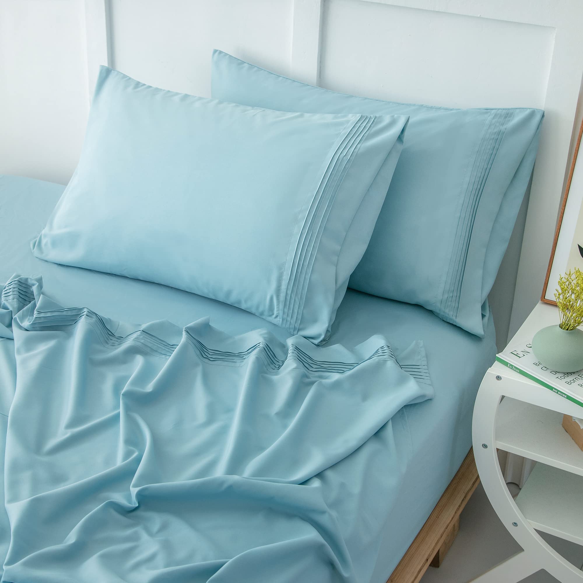 Zuomy Full Size Bed Sheets Set - 4 Piece Soft Cotton Wrinkle-Free Sheets with 21
