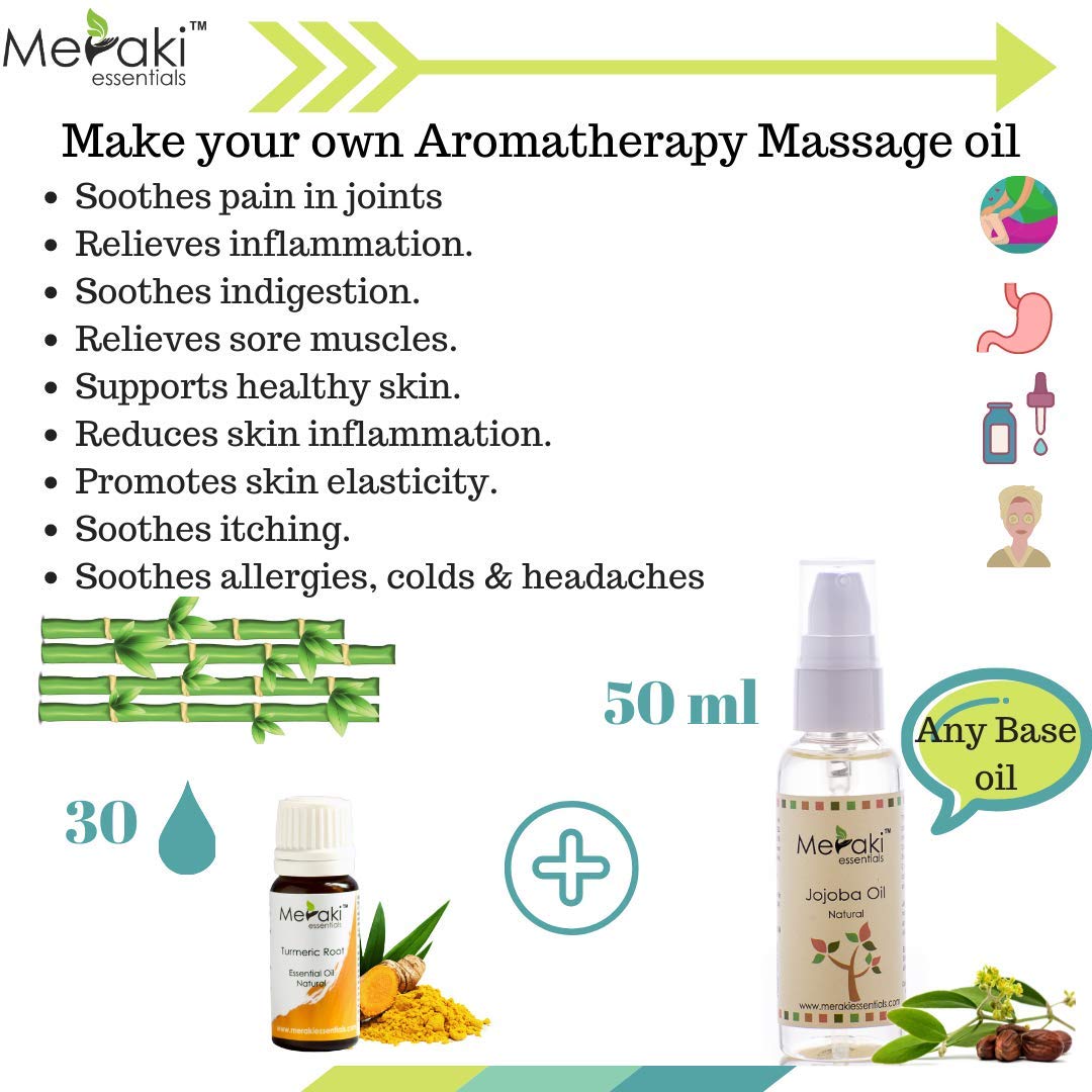 Meraki Essentials Pure Turmeric Root Essential Oil - 10ml | 100% Natural for Aromatherapy, Skin Care & DIY Beauty | Perfect for Diffusers, Massage & Relaxation