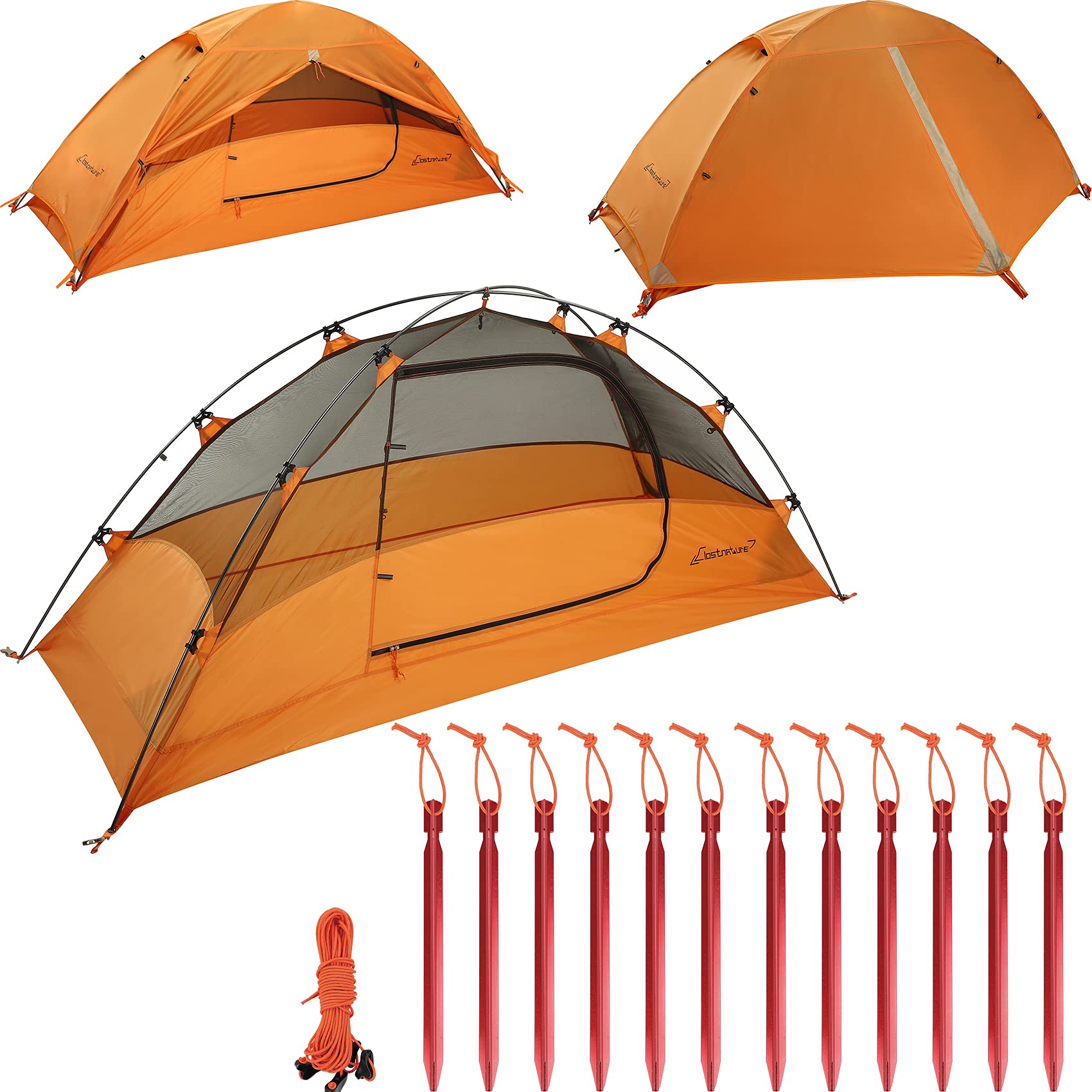 Clostnature Ultralight 1-Person Backpacking Tent - Compact Solo Hiking Tent for Adults with Tri-Beam Aluminum Stakes | Perfect for Camping, Backpacking & Outdoor Adventures