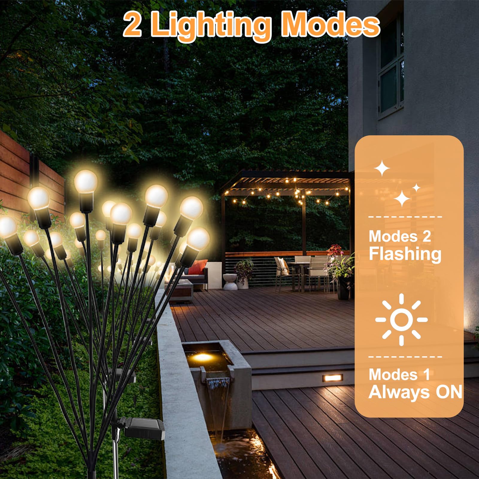 Outdoor Solar Lights 2-Pack - Waterproof Solar Garden Lights for Courtyard, Lawn & Holiday Decorations (Warm White) | Perfect for Pathway Lighting, Backyard Parties & Christmas Decor