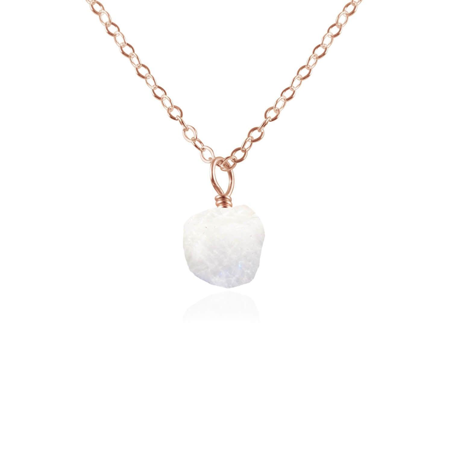 Natural Tiny Raw Rainbow Moonstone Pendant Necklace for Women - Elegant Boho Jewelry for Everyday Wear, Gift Giving & Spiritual Healing