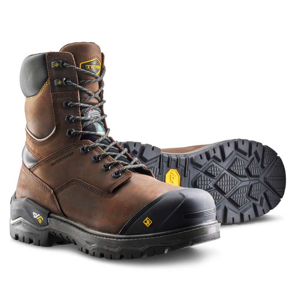 **Terra Gantry LXI Men's 8 Composite Toe Work Boots - 400g Insulated, CSA Safety Certified, Brown (TR0A8398DBX) - Ideal for Construction, Warehouse & Outdoor Work**