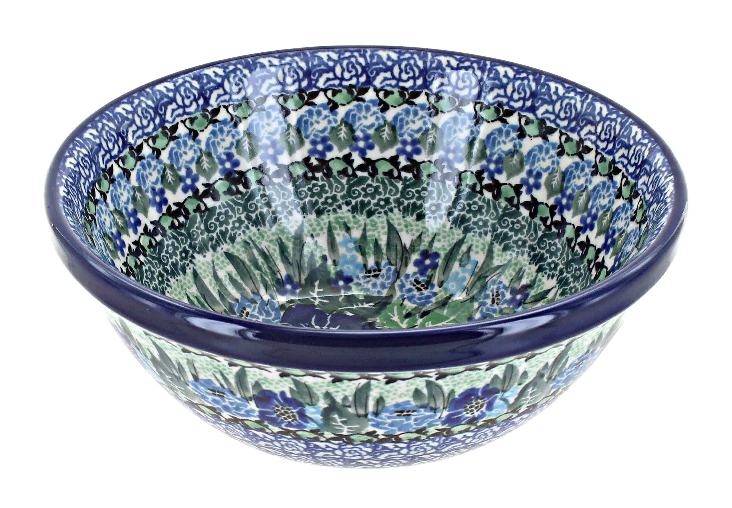 Blue Rose Polish Pottery Sapphire Fields Cereal Bowl & Soup Bowl - Handcrafted Ceramic Dish for Breakfast, Soup, Salad & Dessert | Elegant Dining & Home Decor