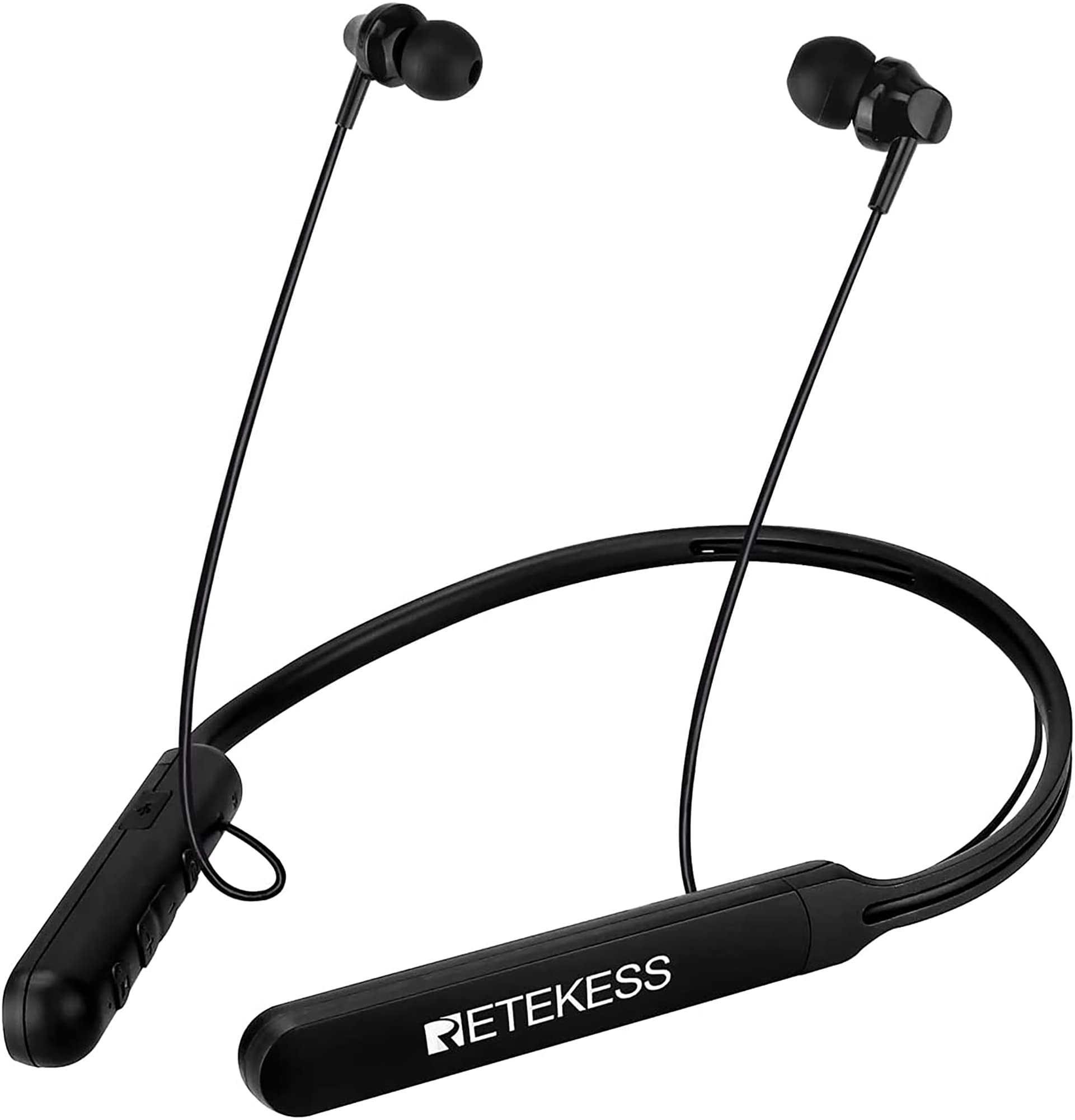 Retekess TR108 Wireless FM Radio Headphones with Digital Display - Stereo FM Radio, Hands-Free Calling, Rechargeable Battery - Perfect for Walking, Jogging, Commuting & Outdoor Activities (Neckband Style)
