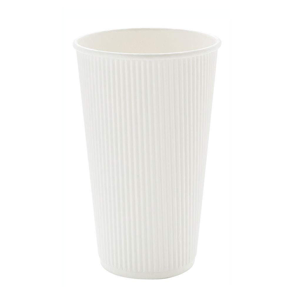 16oz Disposable Coffee Cups - 500 Pack White Insulated Paper Cups with Ripple Wall & Rolled Rim for Hot Coffee, Tea, Cocoa - Lids Sold Separately - Perfect for Restaurants, Cafes, Offices & Home Use