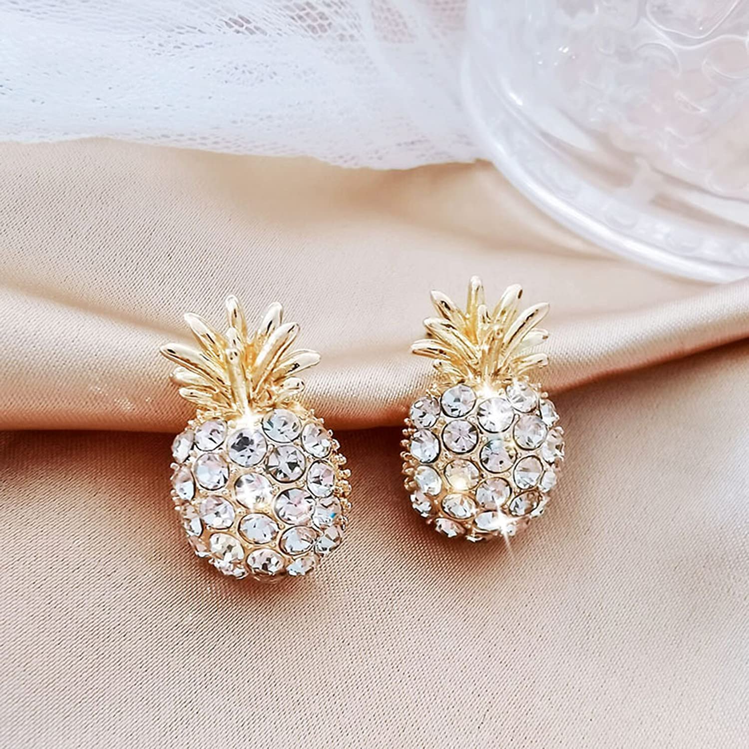 White Geometric Pearl Stud Earrings for Women - Classic Pineapple Design Fashion Jewelry | Perfect for Parties, Weddings & Everyday Wear