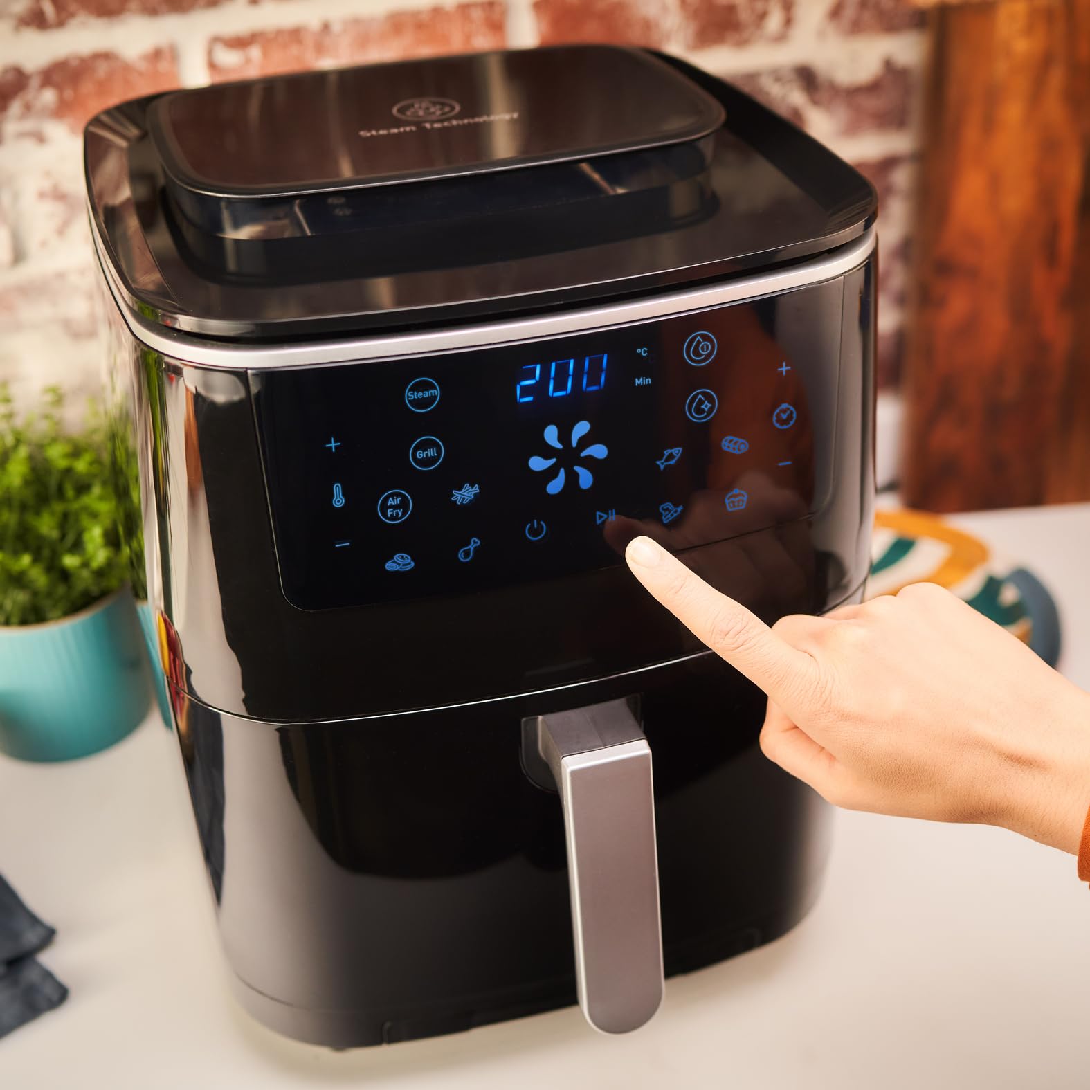 Tefal FW2018 3-in-1 Easy Fry Grill & Steam Hot Air Fryer - 6.5L Capacity with 7 Automatic Programs, Timer - Perfect for Healthy Frying, Grilling & Steaming at Home - Black