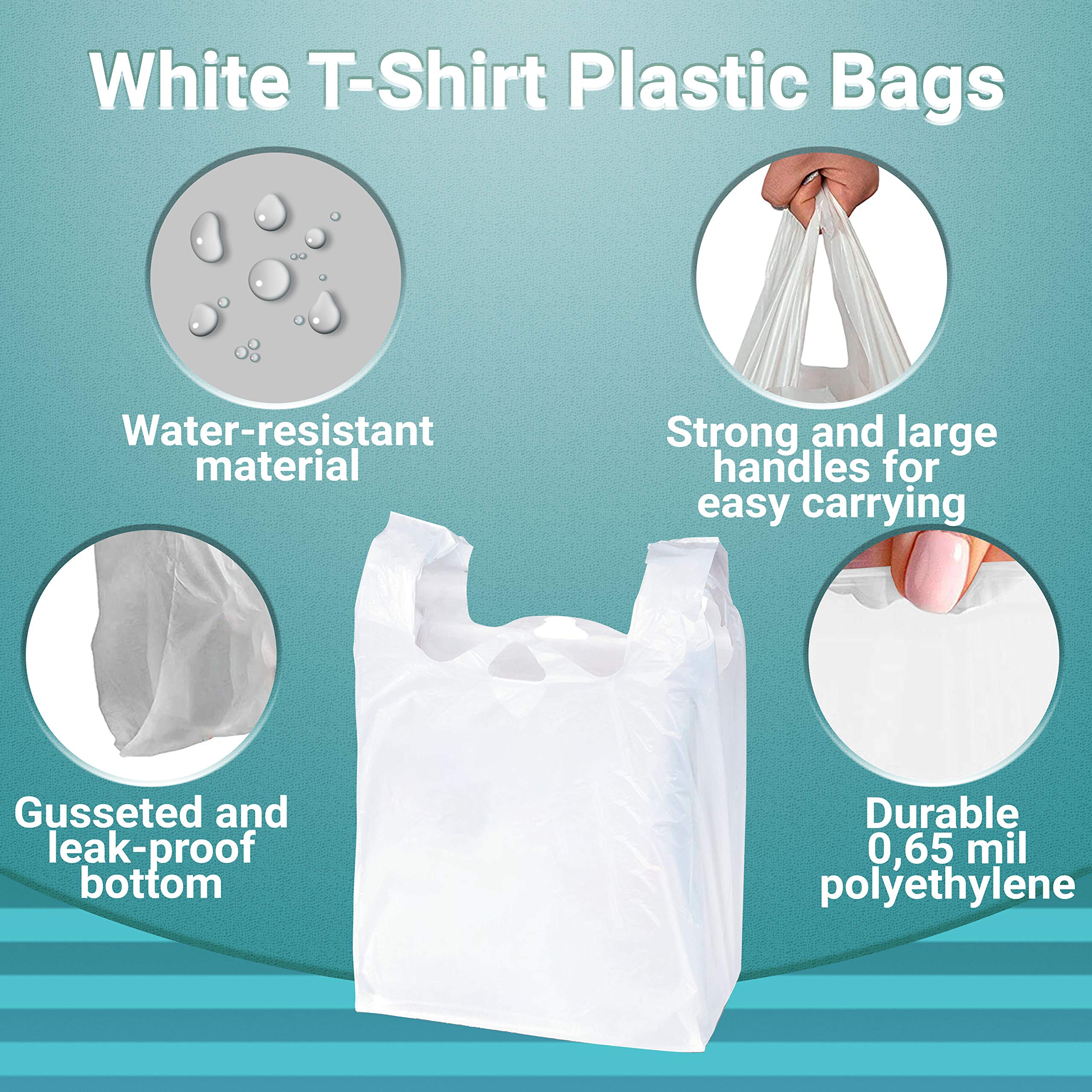 2000 Pack White T-Shirt Plastic Bags 10