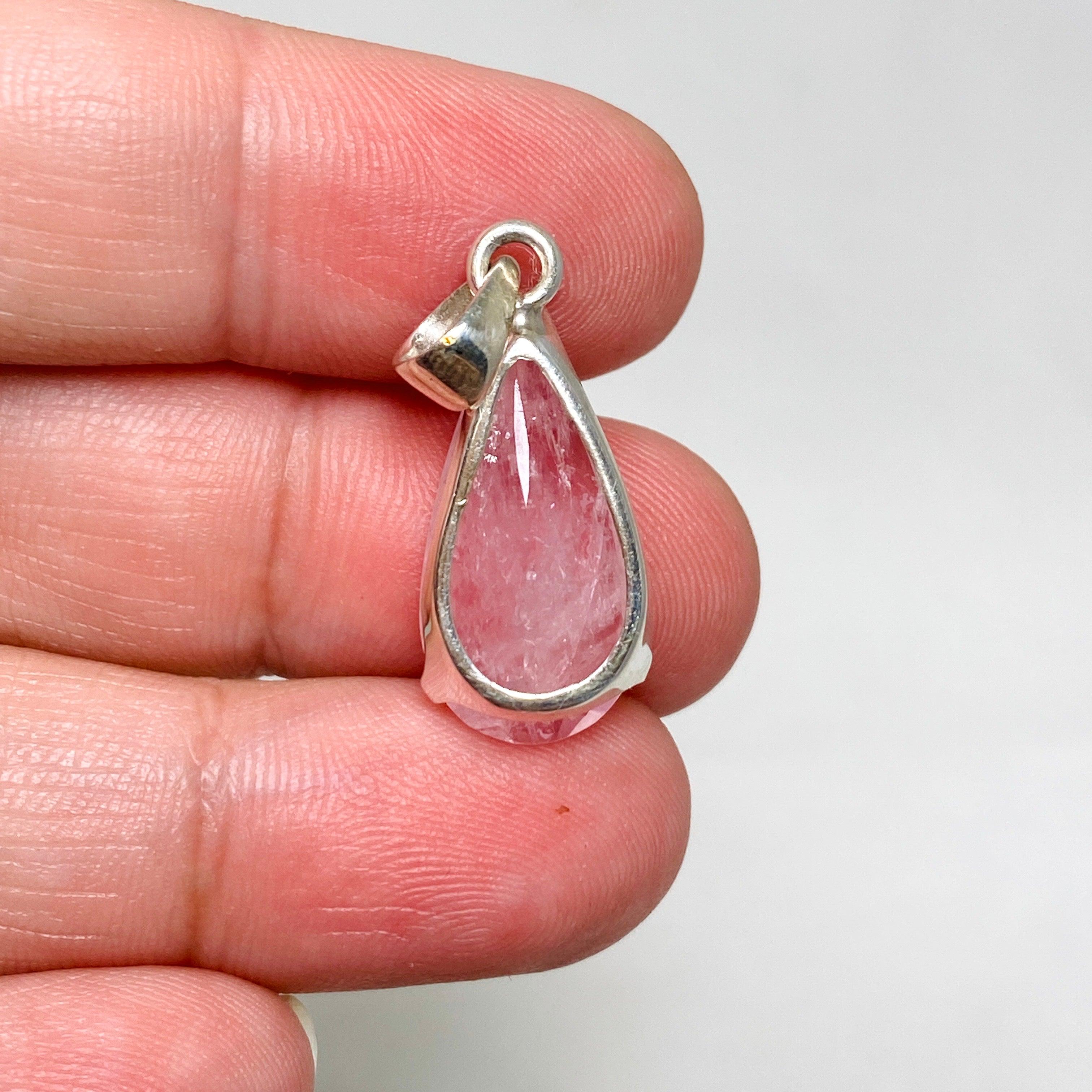 Morganite Faceted Teardrop Pendant Necklace PPGJ681 - Elegant Rose Quartz Jewelry for Women, Perfect for Weddings, Anniversaries & Valentine's Day Gifts