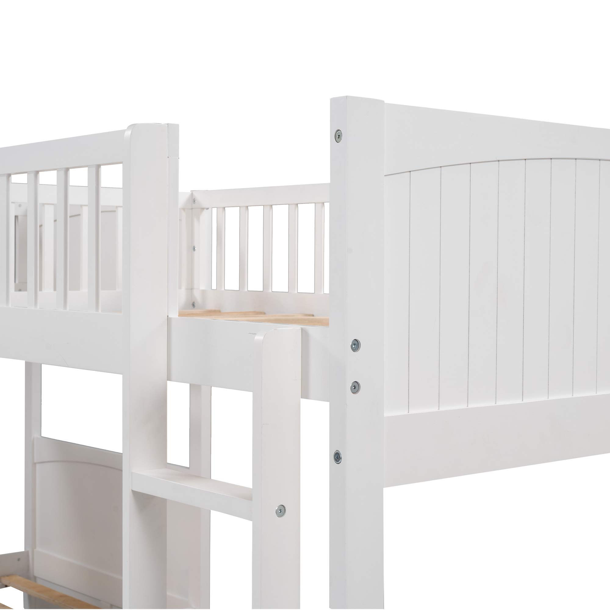 Harper & Bright Designs L-Shaped Triple Bunk Bed for Kids - Twin Over Twin Over Twin 3 Tier Bunk Bed with Storage Drawers, No Box Spring Required | Space Saving Kids Bedroom Furniture for Small Rooms, Sleepovers & Shared Bedrooms