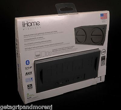 iHOME Grey Mini Rechargeable Bluetooth Stereo Speaker with Rubberized Finish - Portable Wireless Speaker for Home, Office, Travel & Outdoor Use