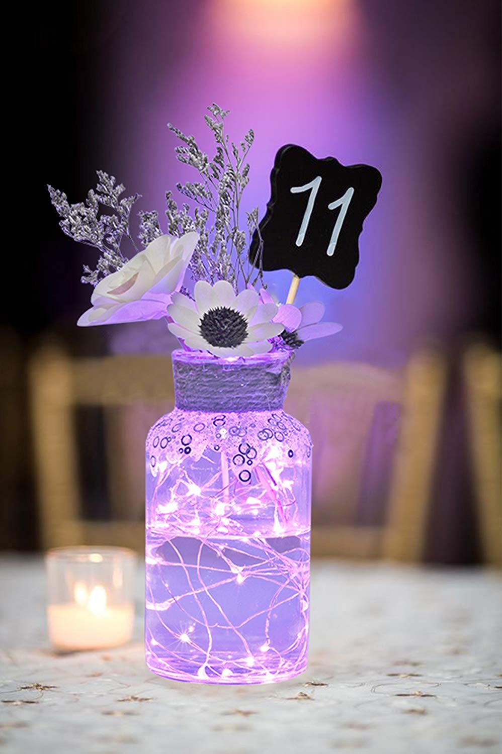 ITART 16ft Battery Operated LED String Lights with Remote Control - Purple Starry Fairy Lights, 50 LEDs Copper Wire for Bedroom, Wedding, Party, Christmas Decorations