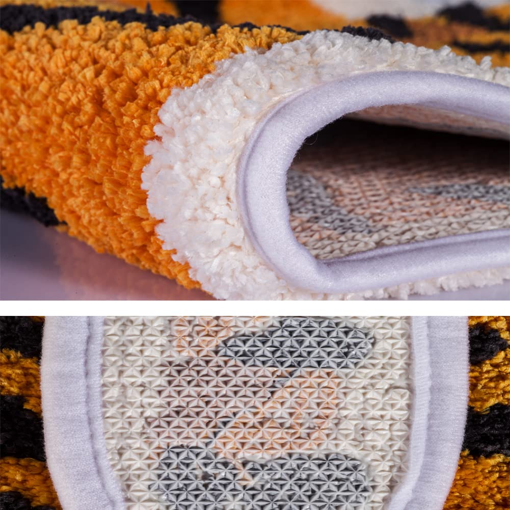 Soft Tiger Shaped Bath Rug - Non-Slip Absorbent Bathroom Mat for Kids & Adults, Cute Animal Print Carpet (22.5x34.5 Inch, White) - Perfect for Bathroom Decor, Playroom Floor Mat & Cozy Nursery Rug