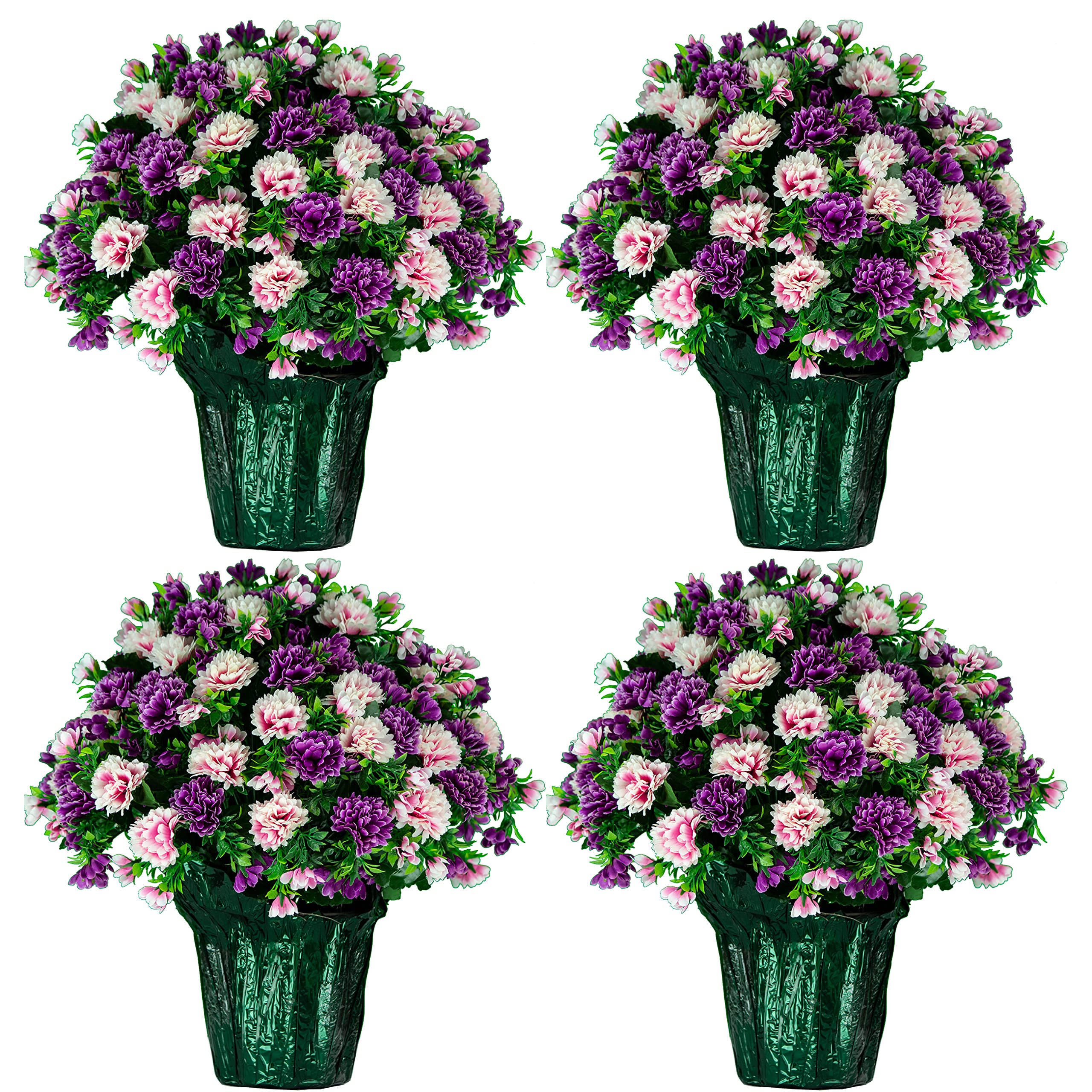 Sympathy Silk Artificial Flowers Weighted Pot Bouquet - 18