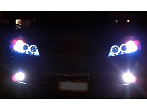 Xtune LED Halo Headlights for Pontiac G6 2005-2008 - Black/Clear Lens - High Performance Replacement Headlights for Night Driving & Car Customization