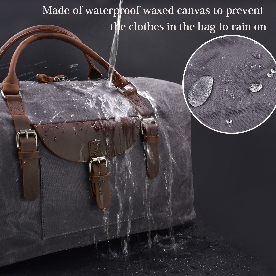Premium Oversized Travel Duffel Bag - Waterproof Canvas & Genuine Leather Weekender Overnight Carry-On Luggage for Men & Women - Perfect for Gym, Weekend Getaways, Business Trips and Air Travel