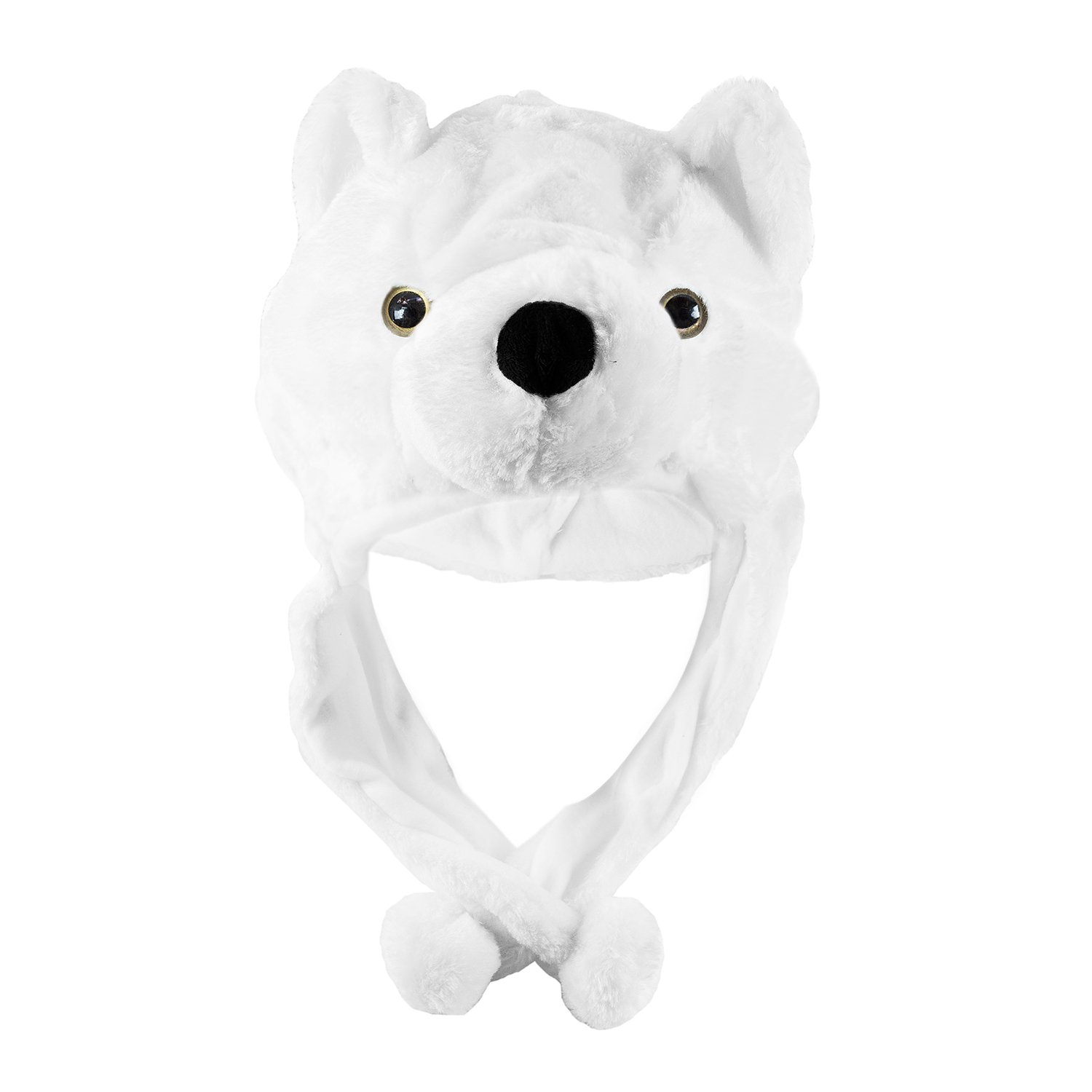Super Z Outlet Polar Bear Plush Animal Hat - Soft Winter Beanie for Women & Men, Warm Fleece Lined Earflap Hat, Cozy Cold Weather Accessory (White) - Perfect for Skiing, Snowboarding & Outdoor Winter Activities