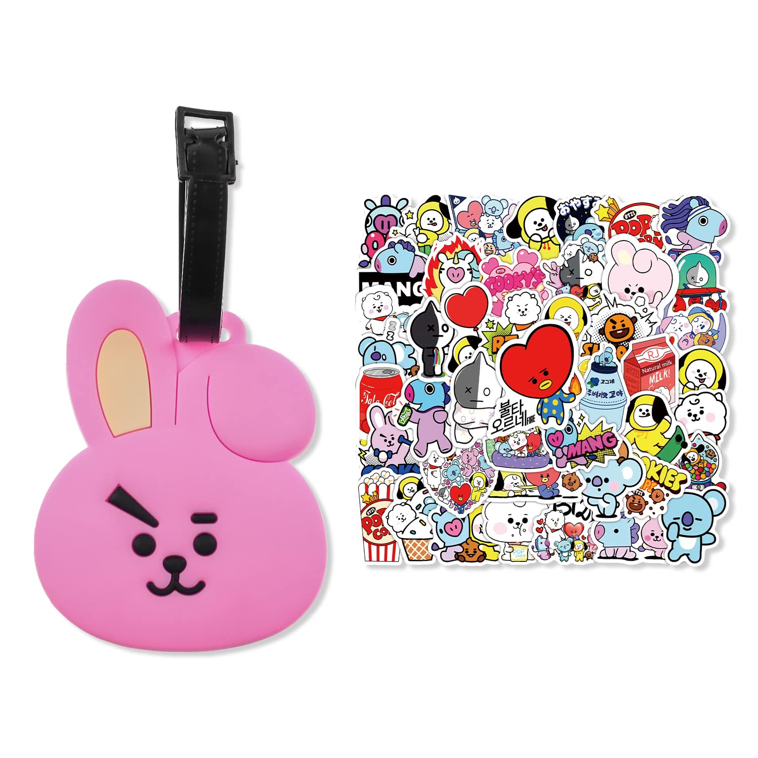 BTS BT21 Chimmy Tata Cooky RJ Koya Luggage Tag - Cute Kpop Army Travel ID Tags for Suitcases & Backpacks - Perfect for BTS Fans & Travel Accessories (Cooky Design)