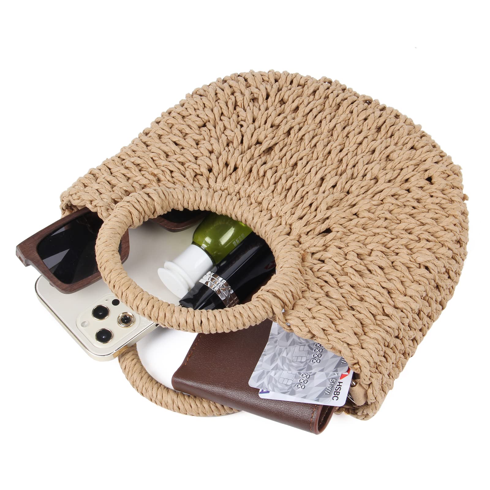 Stylish Woven Straw Tote Bag for Women - Summer Beach Crossbody Purse with Top Handle - Perfect for Vacation, Picnic, and Outdoor Activities