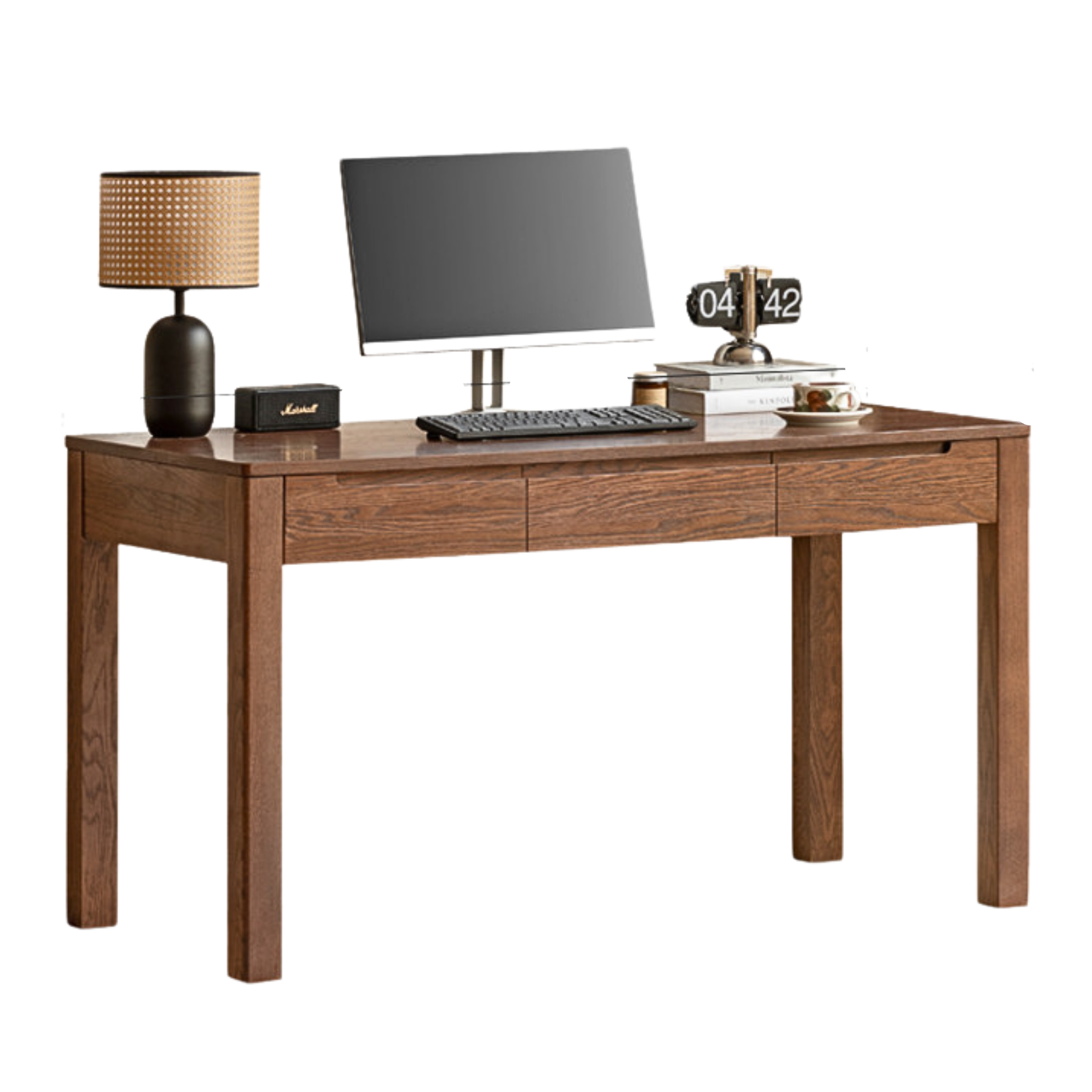 55.1x25.6x29.9 inch / 140x65x76сm / walnut color / oak three drawer desk
