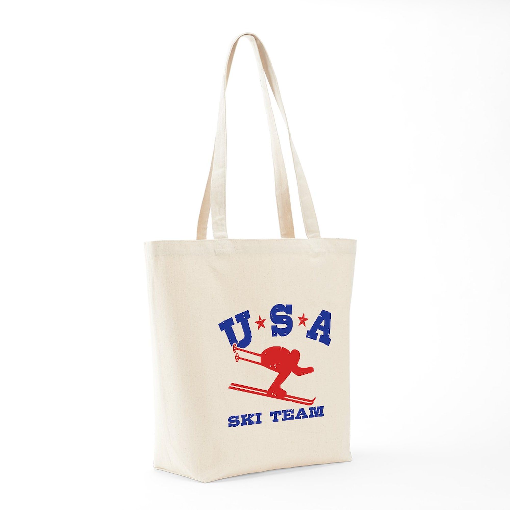 USA Ski Team Tote Bag - Natural Canvas Reusable Shopping Bag for Groceries, Beach & Travel | Eco-Friendly & Durable