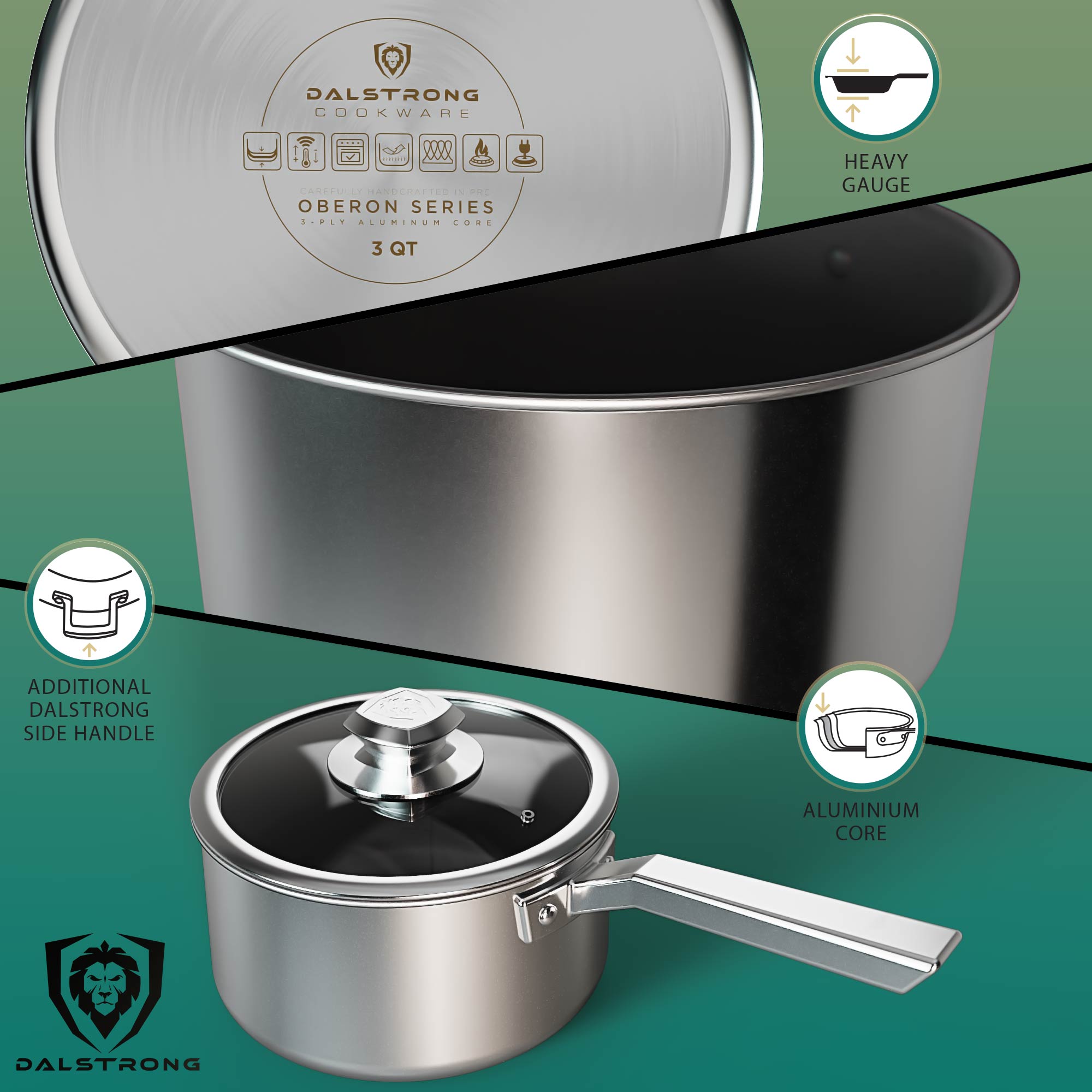 Dalstrong Oberon Series 3 Quart Non-Stick Stock Pot - ETERNA Coating for Even Heat Distribution - Perfect for Soups, Stews & Pasta Cooking