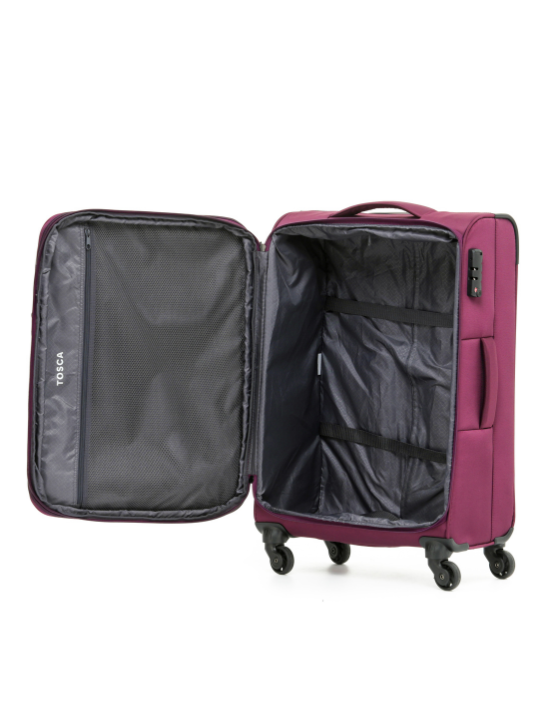 TOSCA SKY RUNNER 55CM Spinner Softside Velvet Luggage - Lightweight Expandable Carry-On Suitcase for Travel, Business Trips & Weekend Getaways