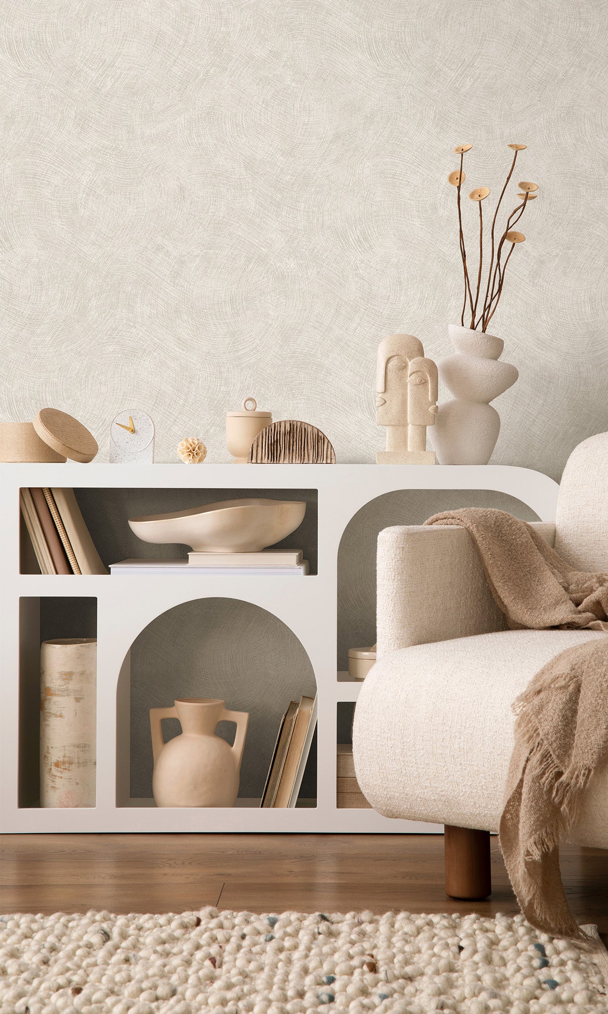 Cream Wave Motion Textured Wallpaper R9700 - Self-Adhesive Peel & Stick Wall Covering for Bedroom, Living Room, and Office Decor