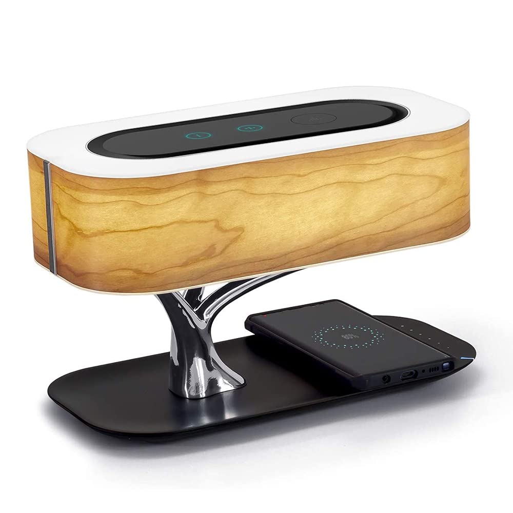 MURIWAI Desk Lamp with Wireless Charger & Bluetooth Speaker - Bedside Table Lamp, Reading Light for Home Office, Nightstand, Dorm Room